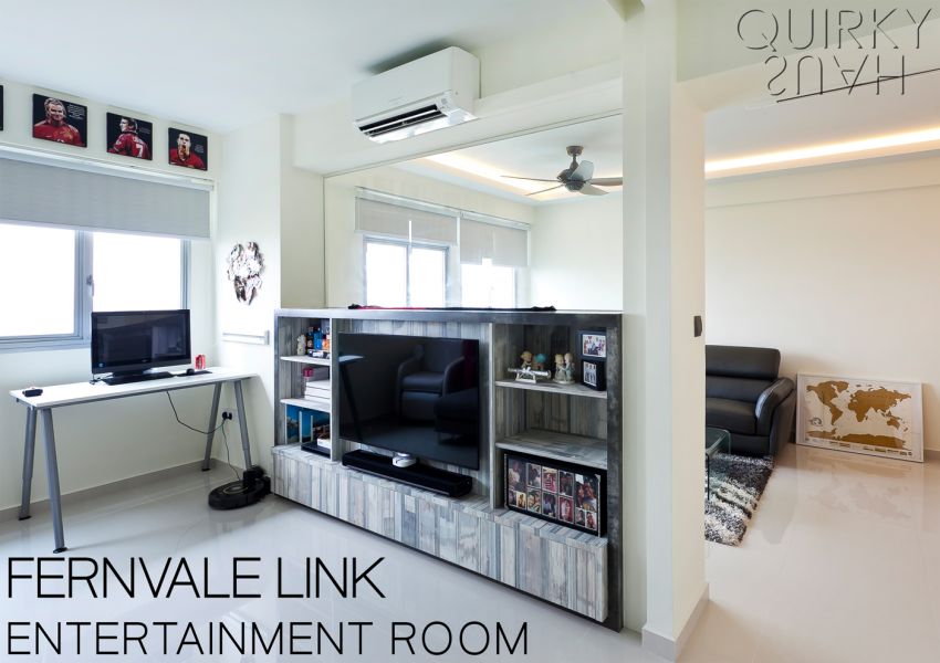 Contemporary, Industrial, Modern Design - Entertainment Room - HDB 4 Room - Design by Quirky Haus Pte Ltd