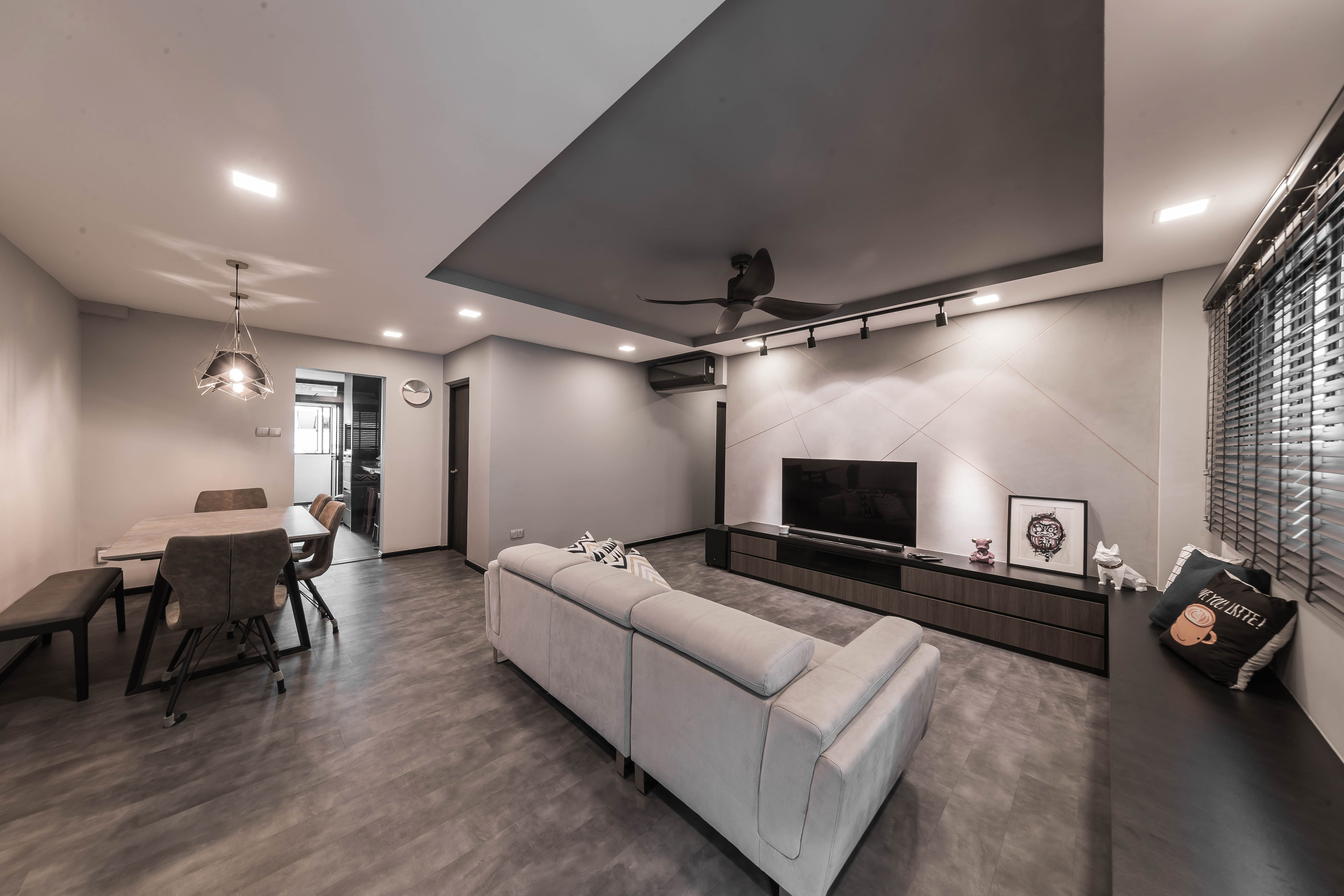 Industrial, Modern Design - Living Room - HDB 4 Room - Design by Renozone Interior Design House