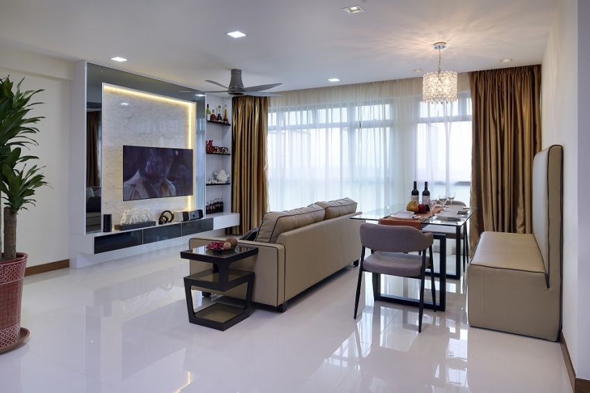 Contemporary, Modern Design - Living Room - HDB 5 Room - Design by Six Dimension Design & Decor Pte Ltd