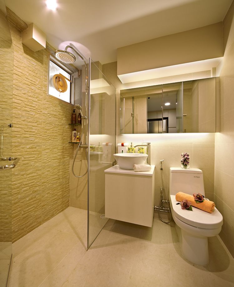 Retro, Rustic Design - Bathroom - HDB 5 Room - Design by Six Dimension Design & Decor Pte Ltd