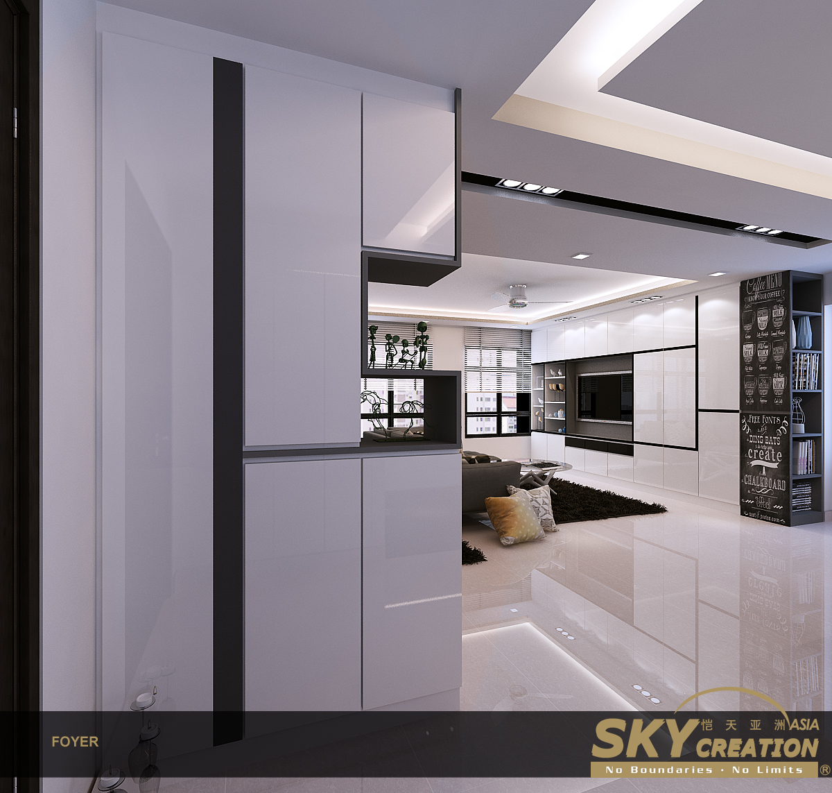 Contemporary Design - Living Room - HDB 4 Room - Design by Sky Creation