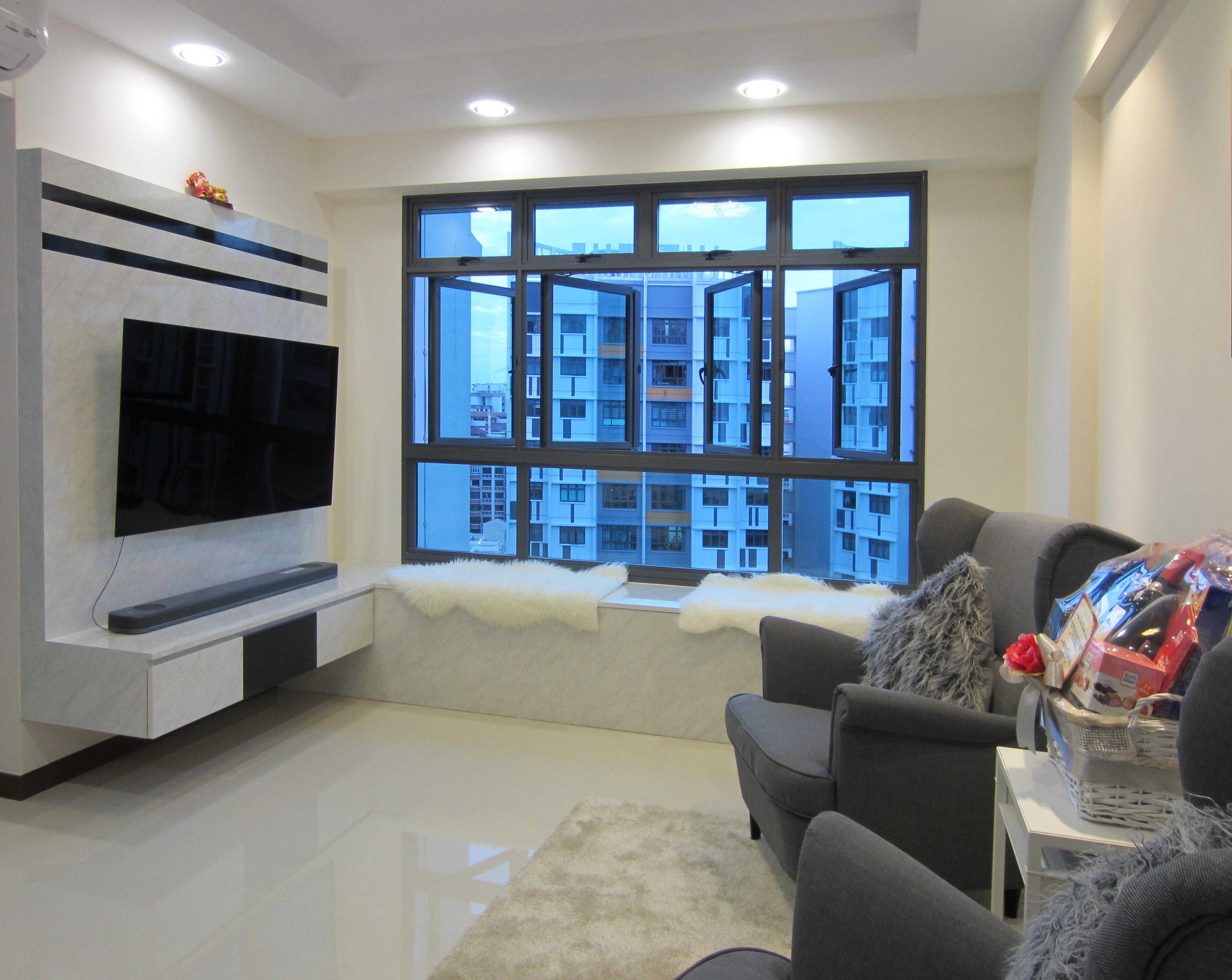 Minimalist Design - Living Room - HDB 4 Room - Design by Sky Creation