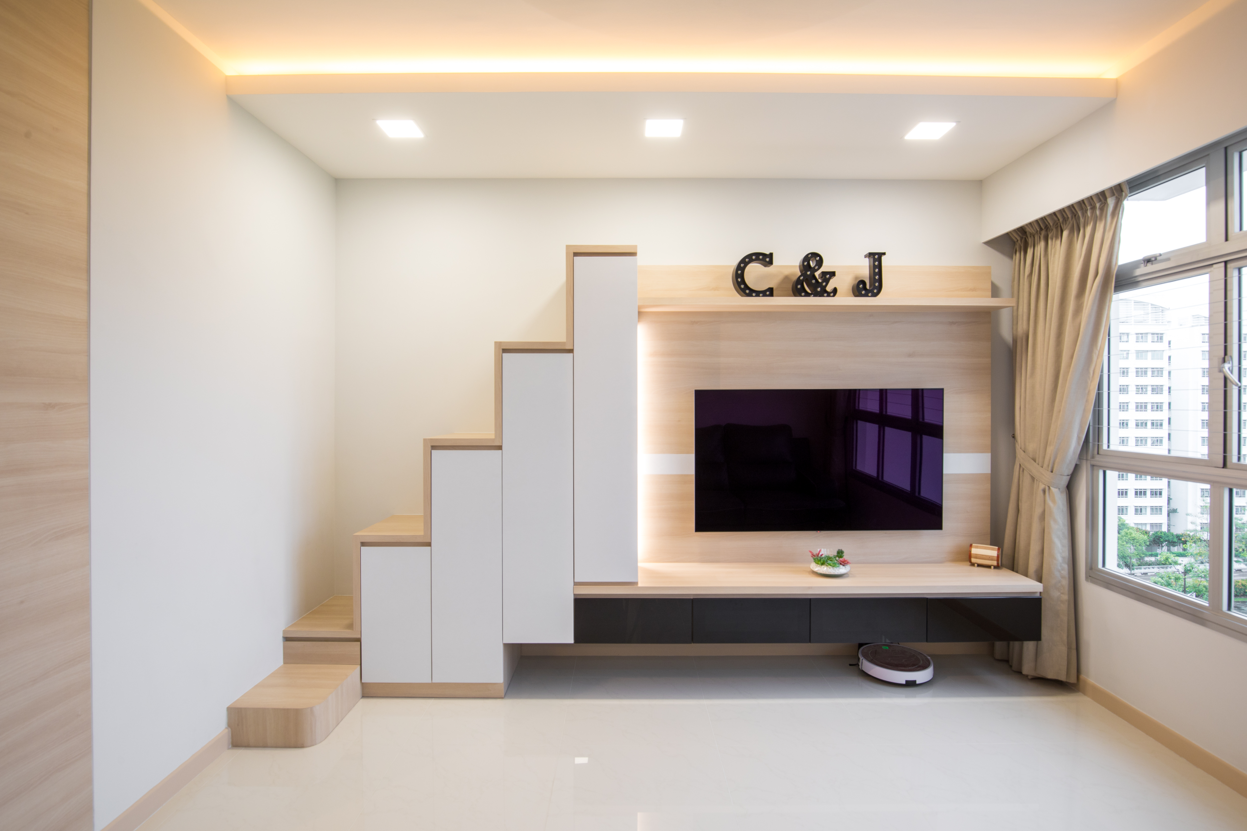 Minimalist Design - Living Room - HDB 4 Room - Design by Sky Creation