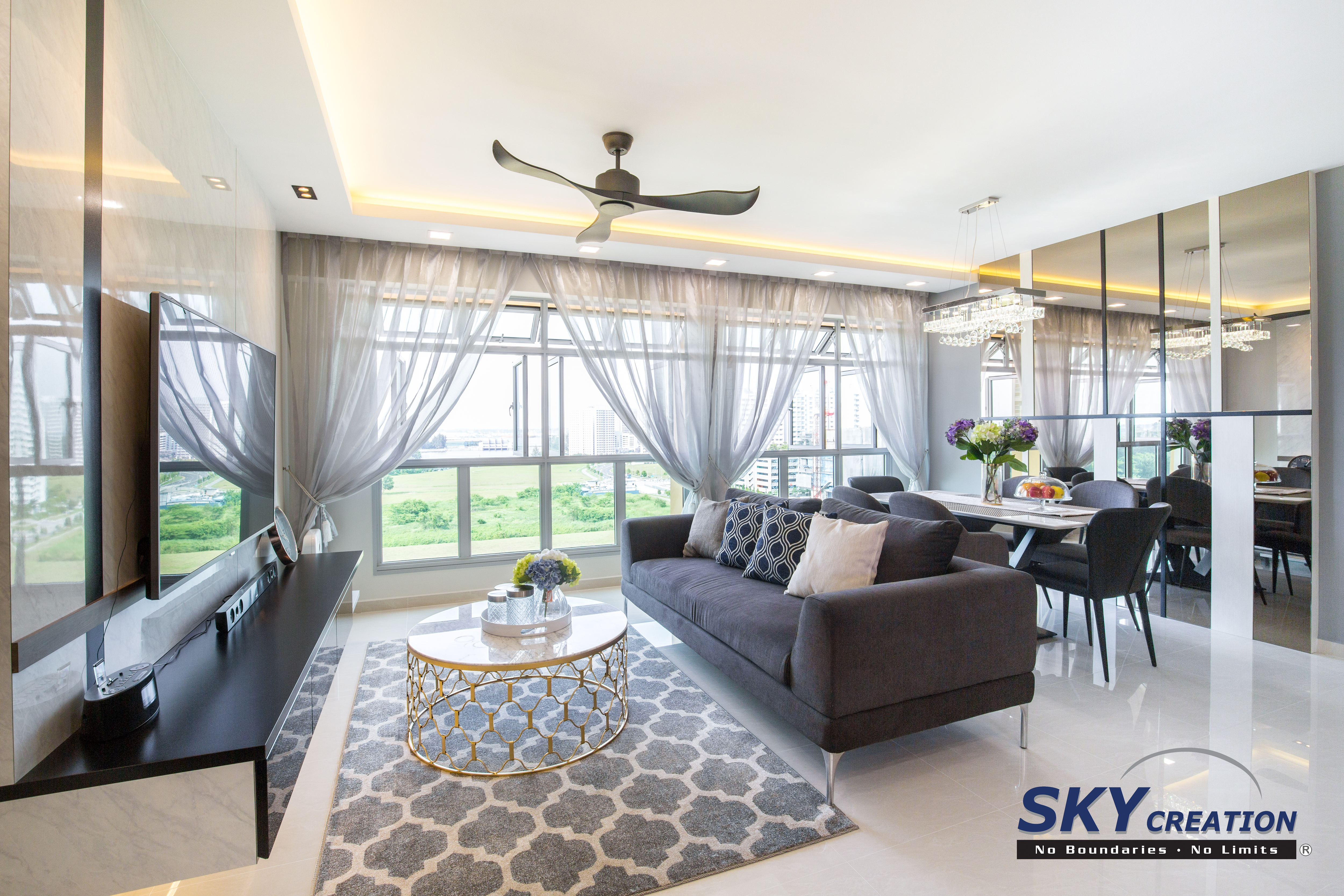 Contemporary, Modern Design - Living Room - HDB 5 Room - Design by Sky Creation