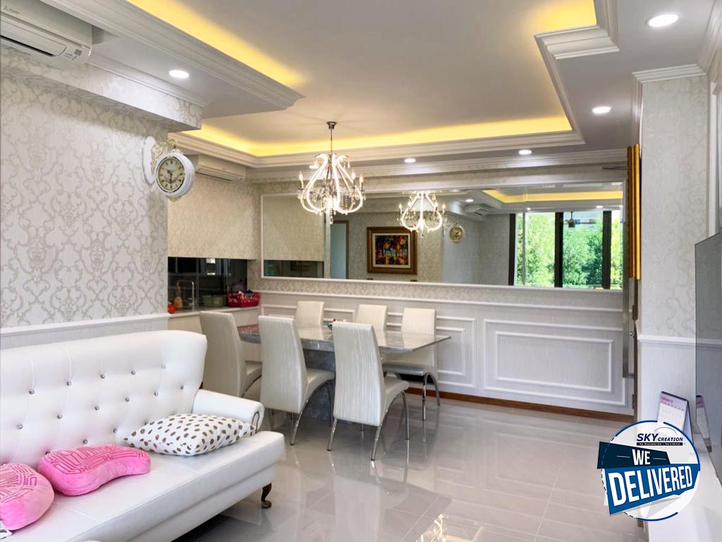 Classical, Country, Victorian Design - Living Room - HDB Executive Apartment - Design by Sky Creation