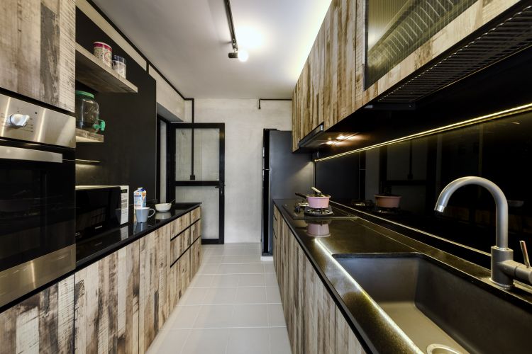 Industrial, Scandinavian Design - Kitchen - HDB 4 Room - Design by Space Vision Design Pte Ltd