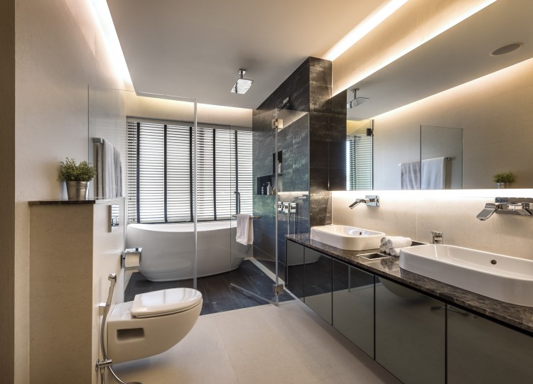 Mediterranean, Rustic, Scandinavian Design - Bathroom - Landed House - Design by Space Vision Design Pte Ltd