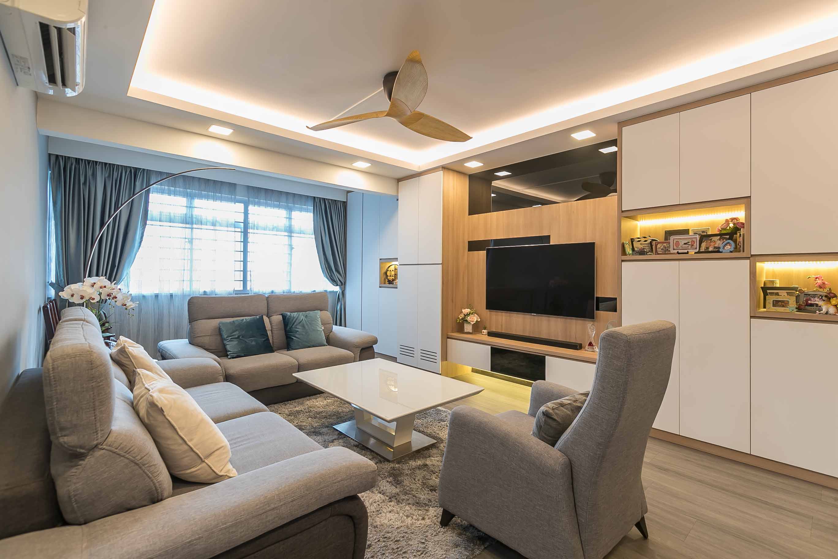 Modern, Scandinavian Design - Living Room - HDB 5 Room - Design by Swiss Interior Design Pte Ltd