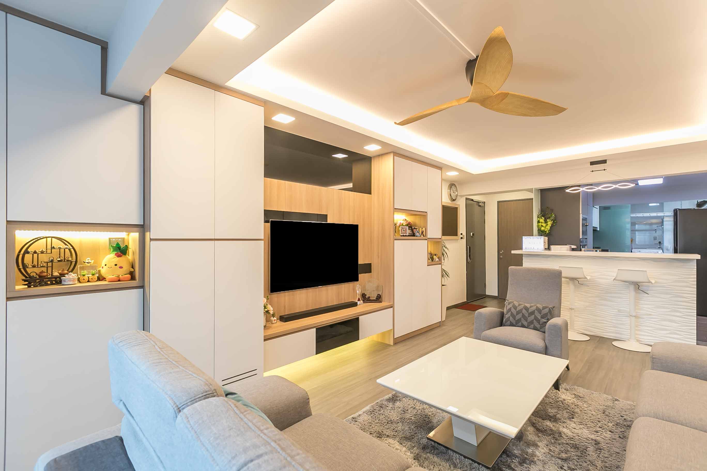 Modern, Scandinavian Design - Living Room - HDB 5 Room - Design by Swiss Interior Design Pte Ltd