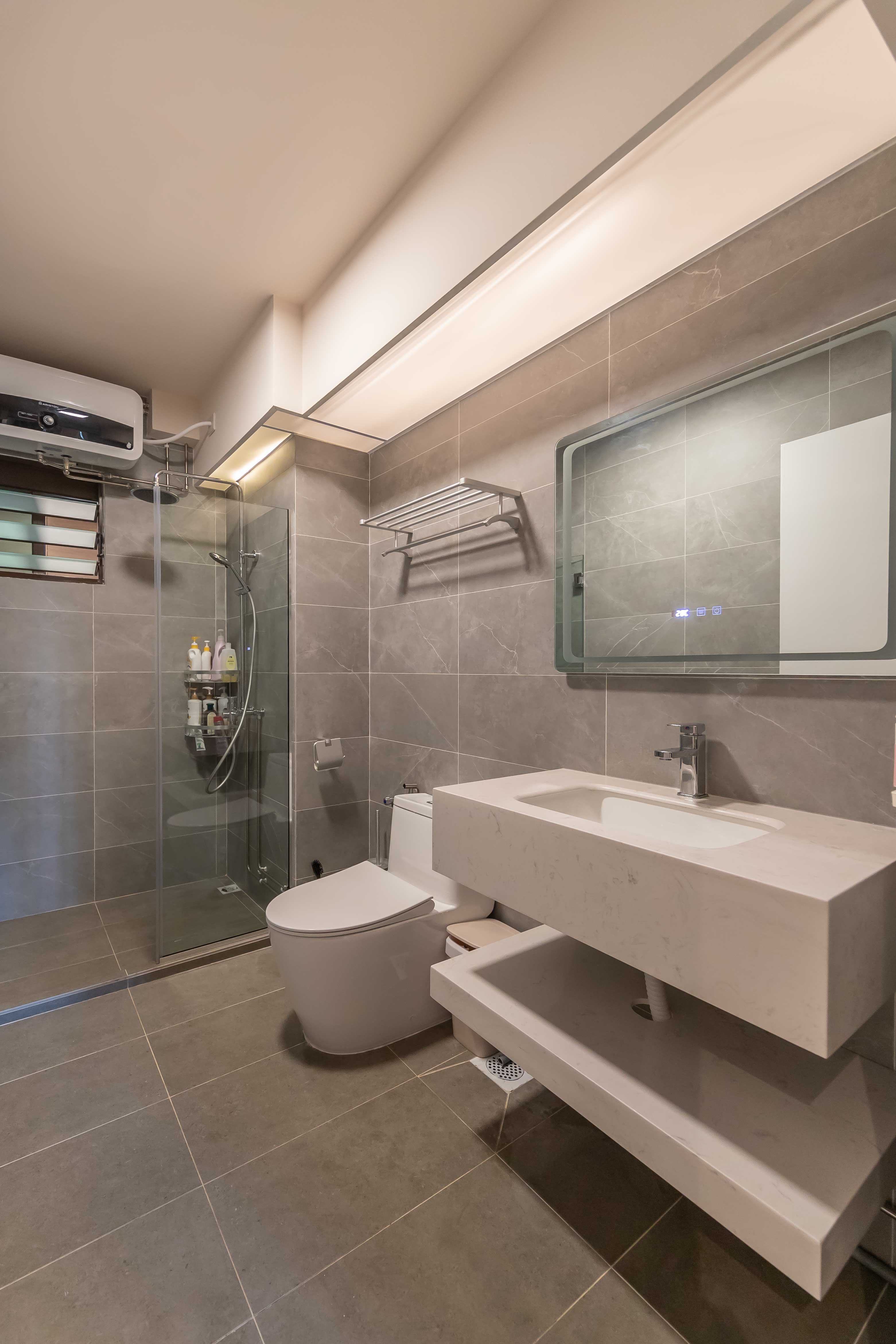 Classical, Modern Design - Bathroom - HDB 4 Room - Design by Swiss Interior Design Pte Ltd