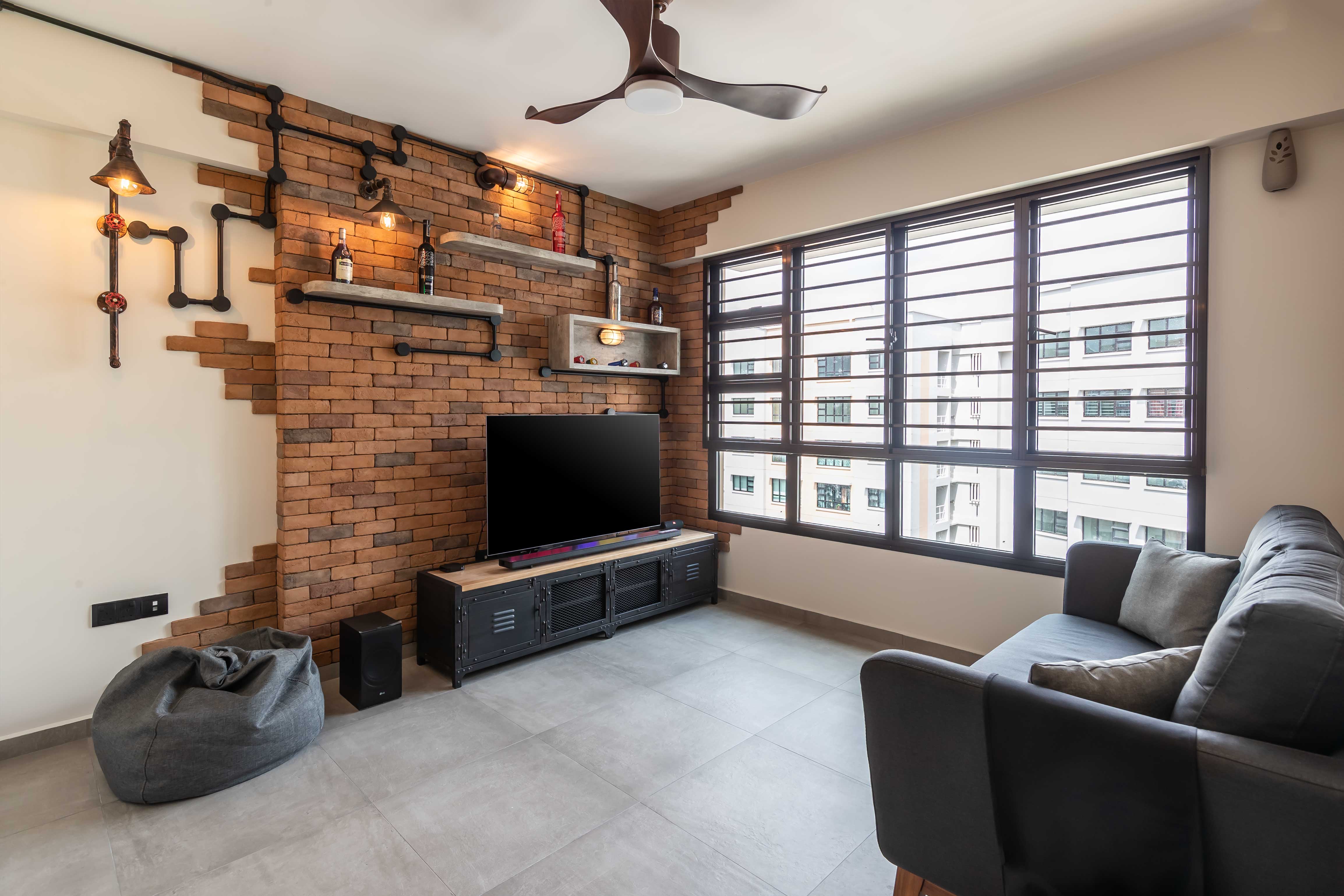 Industrial Design - Living Room - HDB 4 Room - Design by Swiss Interior Design Pte Ltd