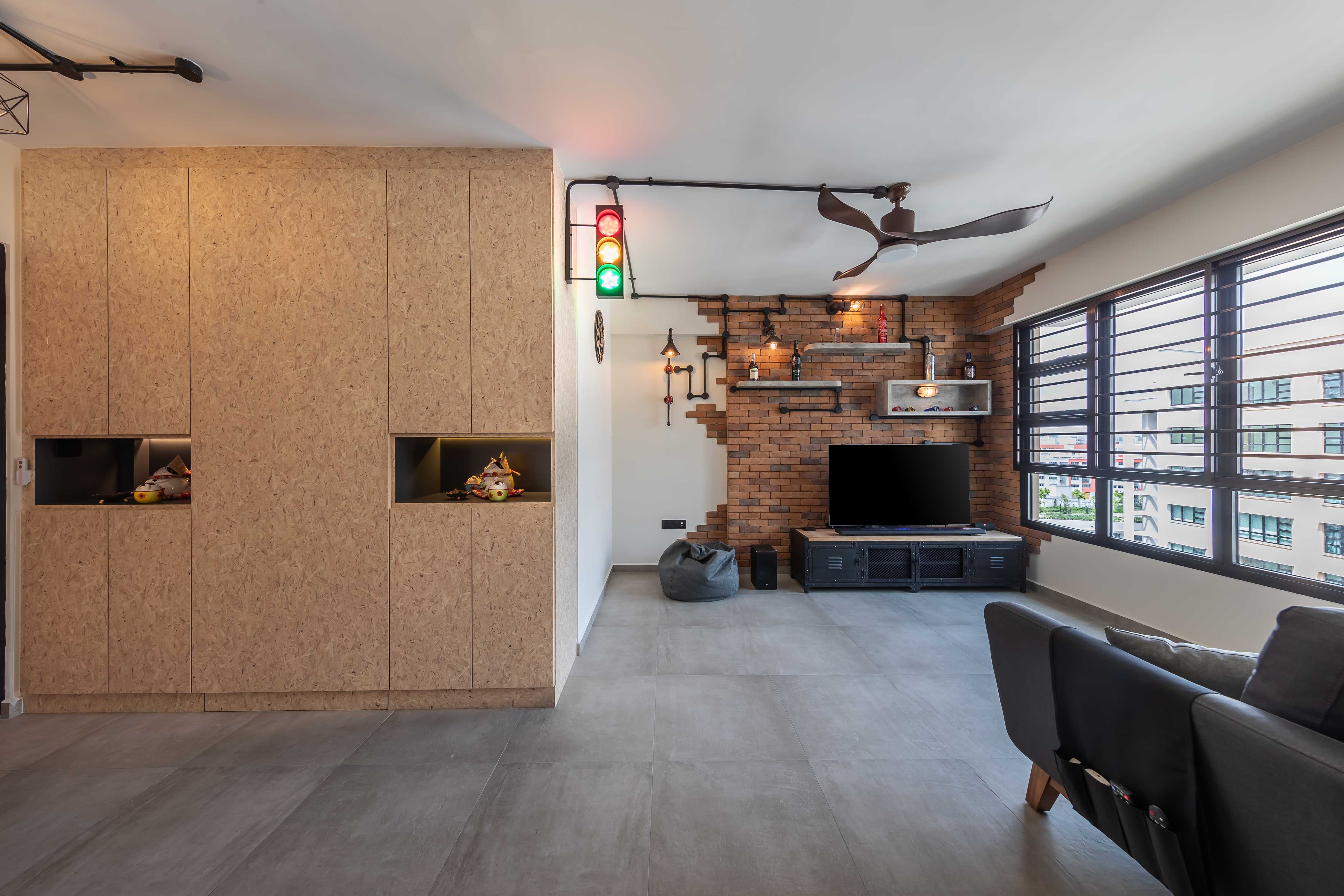 Industrial Design - Living Room - HDB 4 Room - Design by Swiss Interior Design Pte Ltd