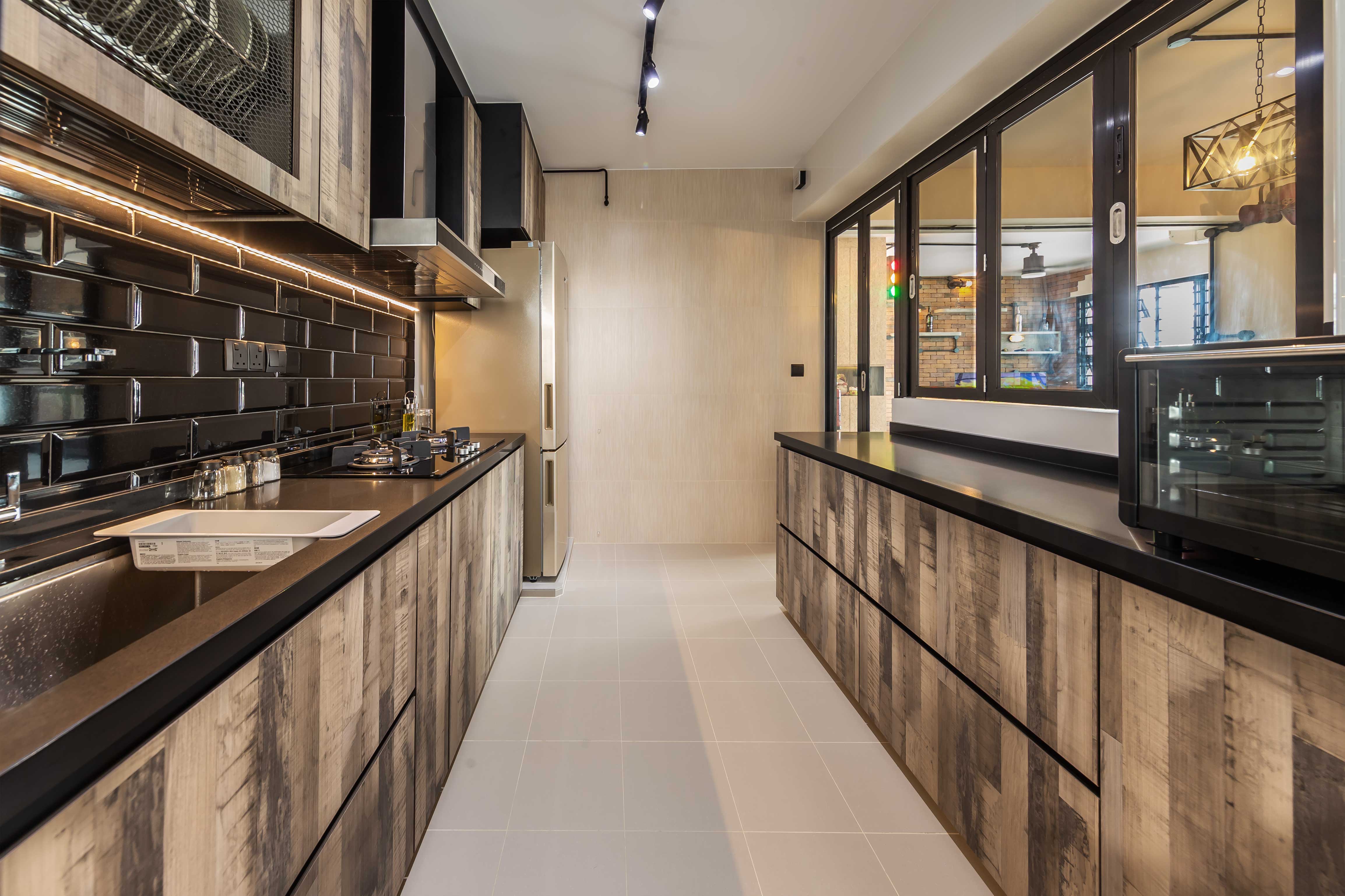 Industrial Design - Kitchen - HDB 4 Room - Design by Swiss Interior Design Pte Ltd