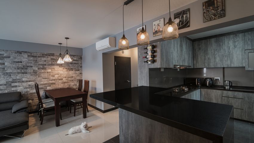 Industrial, Rustic Design - Kitchen - HDB 4 Room - Design by Swiss Interior Design Pte Ltd