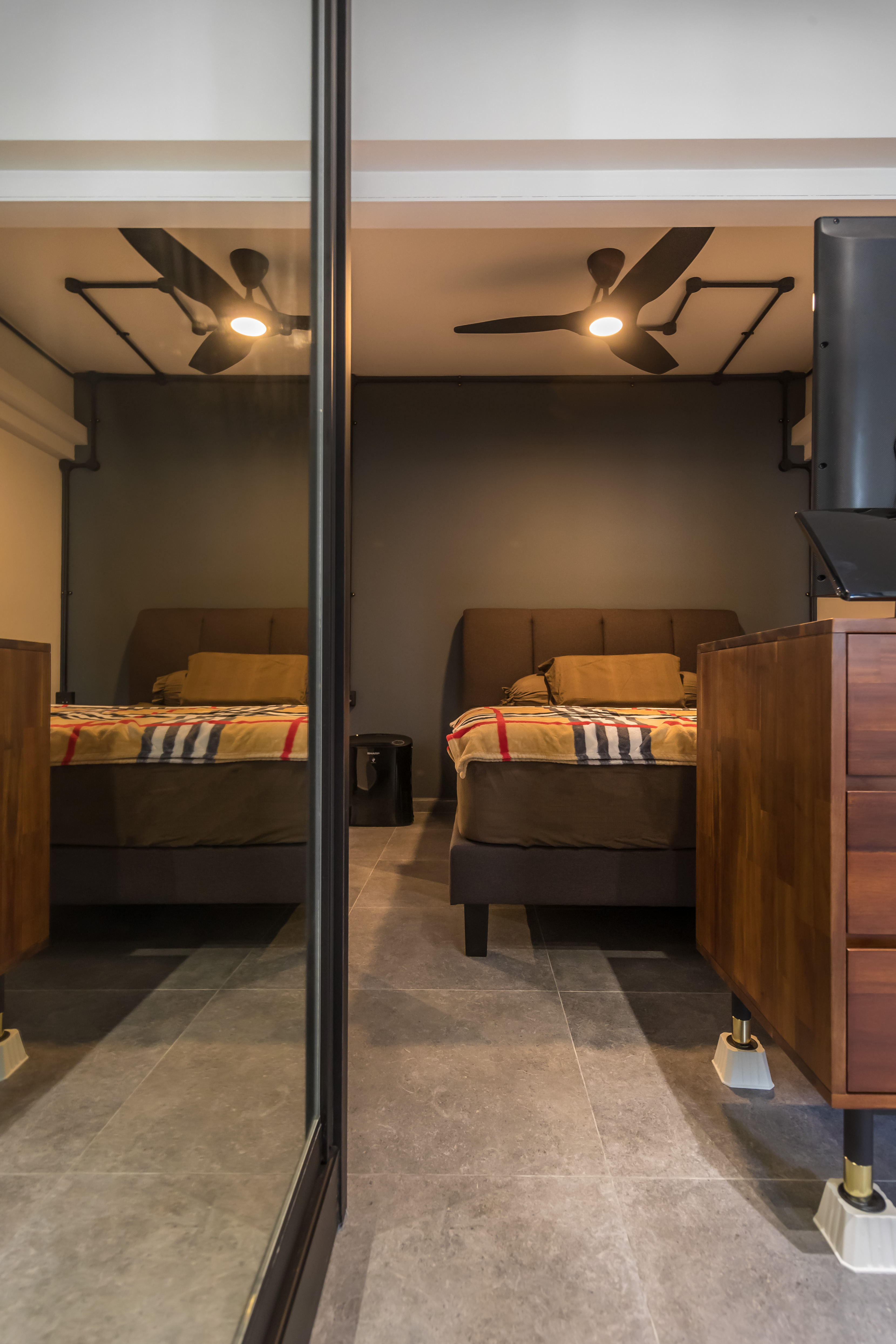 Industrial Design - Bedroom - HDB 3 Room - Design by Swiss Interior Design Pte Ltd