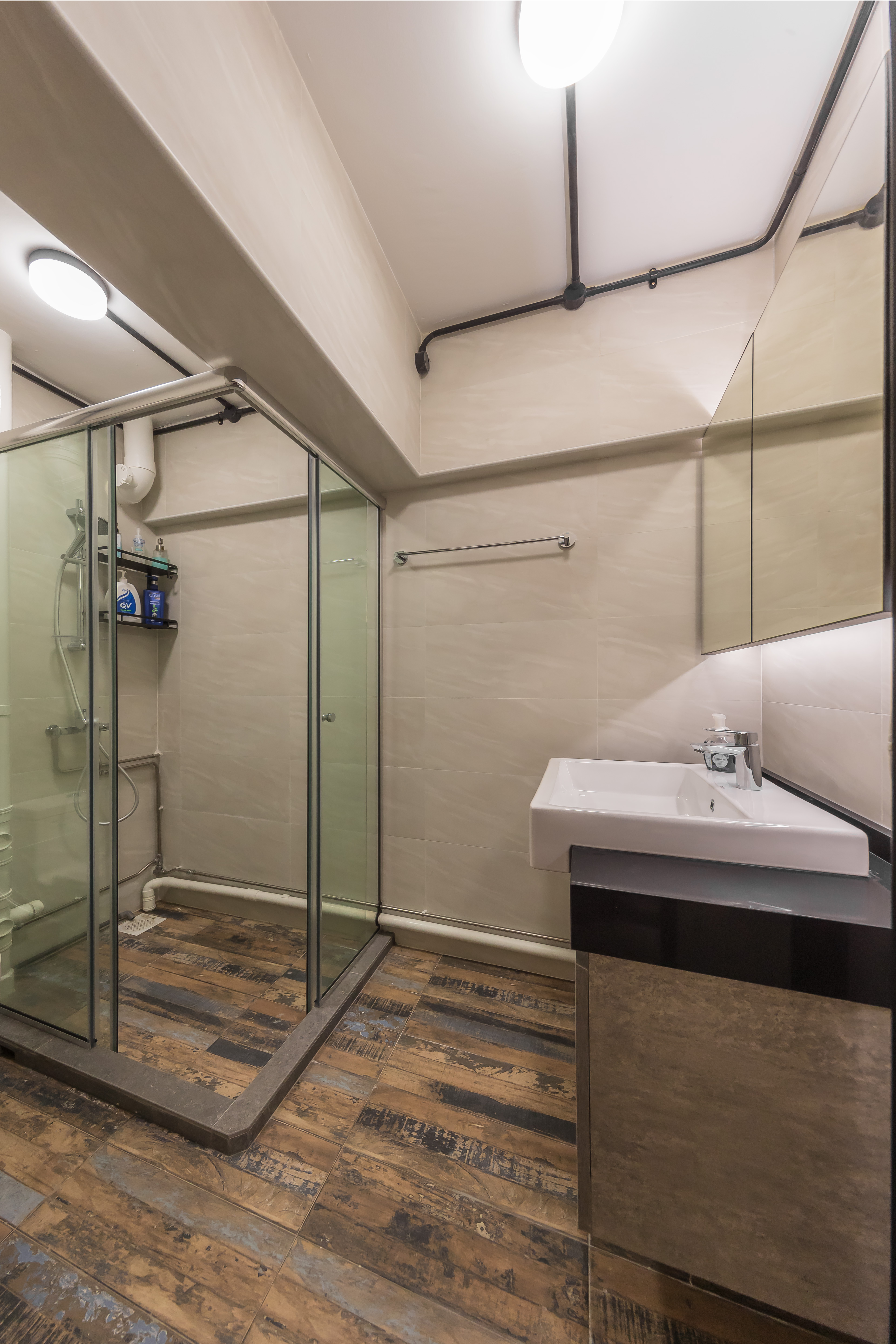 Industrial Design - Bathroom - HDB 3 Room - Design by Swiss Interior Design Pte Ltd