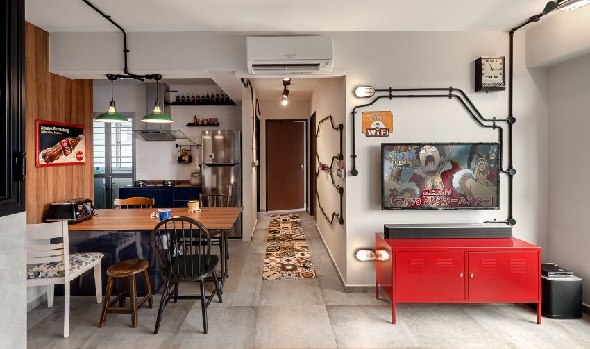 Industrial, Retro Design - Dining Room - HDB 3 Room - Design by Swiss Interior Design Pte Ltd