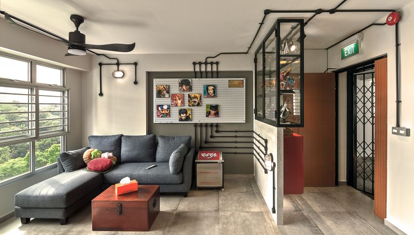 Industrial, Retro Design - Living Room - HDB 3 Room - Design by Swiss Interior Design Pte Ltd