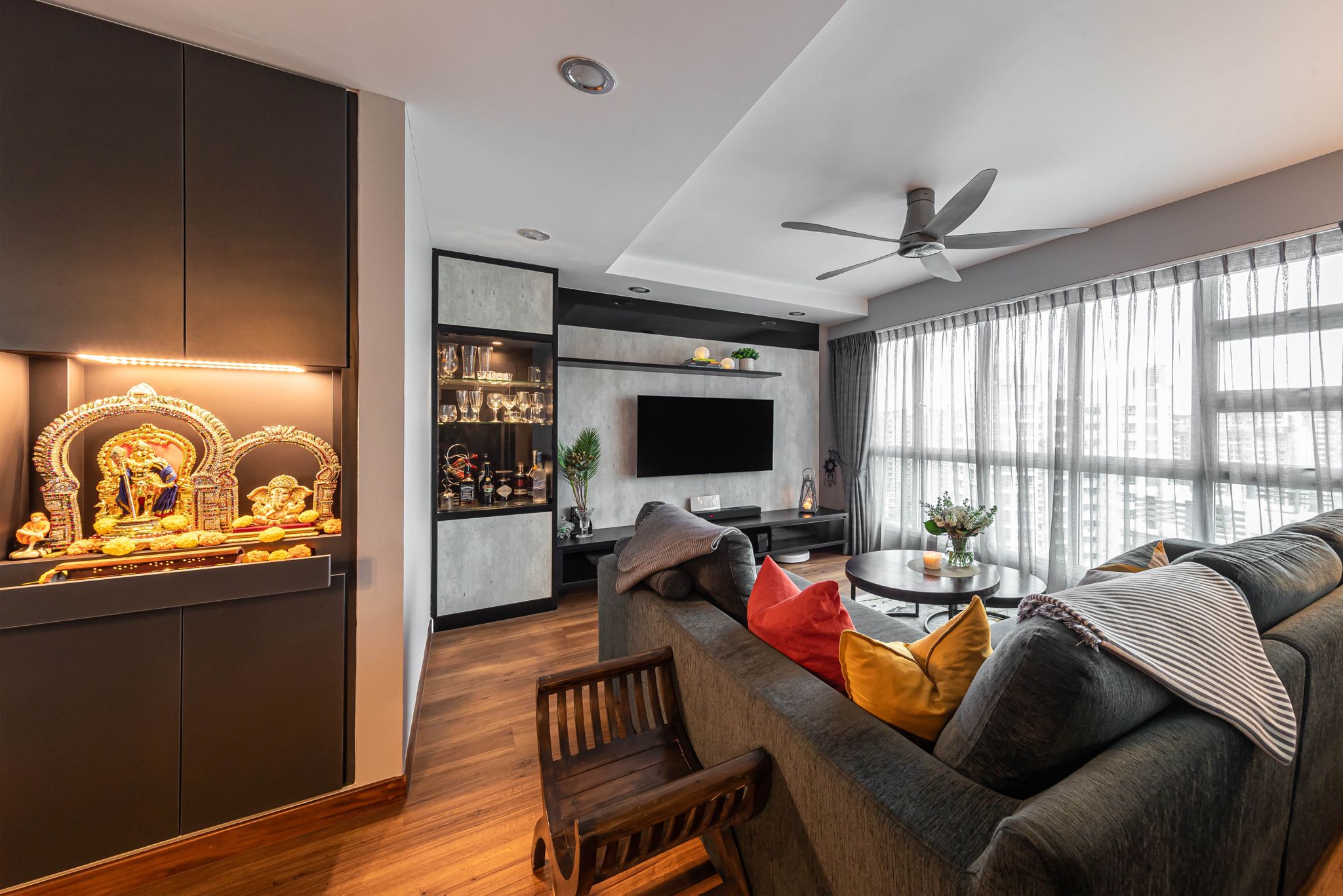 Modern, Retro Design - Living Room - HDB 4 Room - Design by Swiss Interior Design Pte Ltd