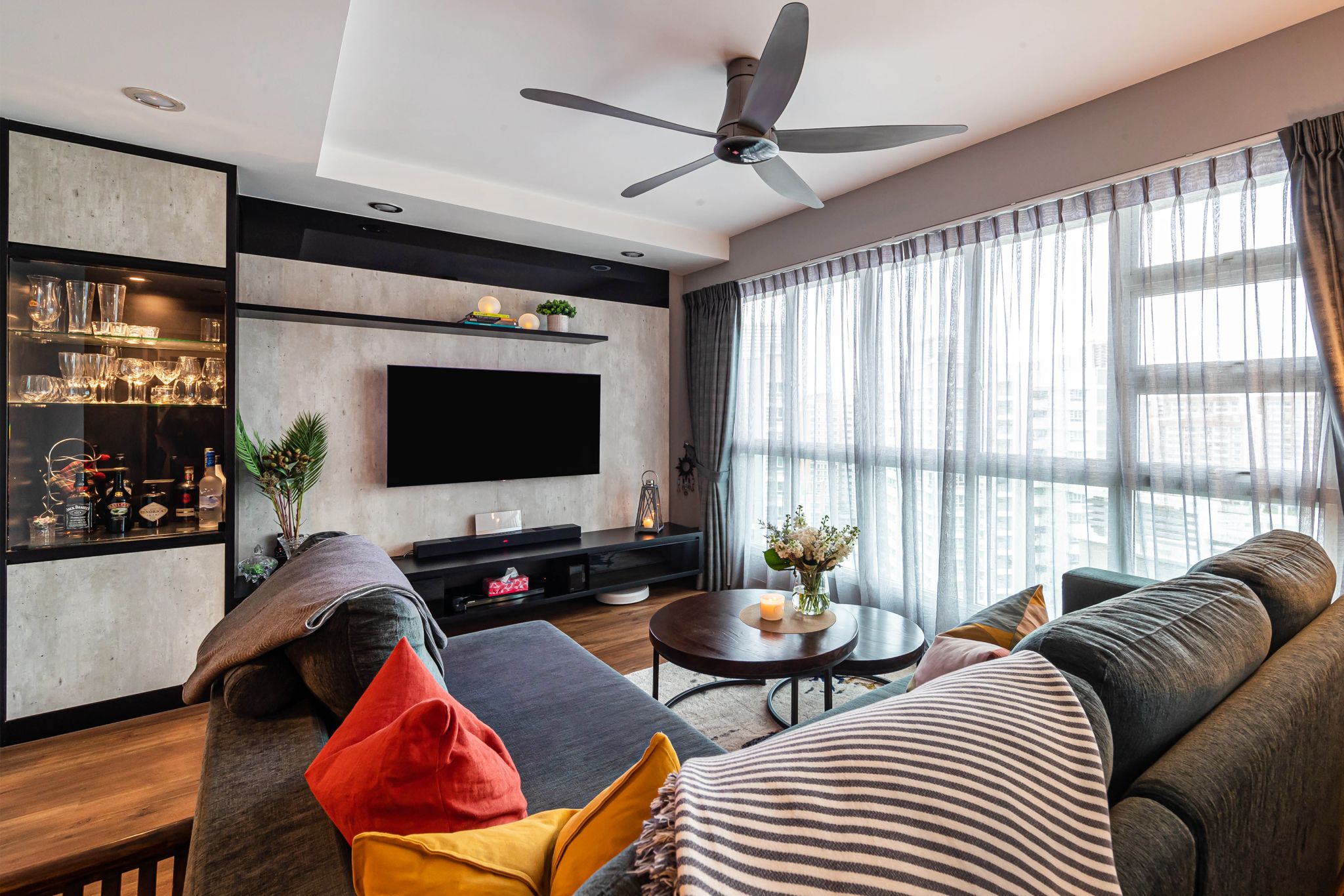 Modern, Retro Design - Living Room - HDB 4 Room - Design by Swiss Interior Design Pte Ltd