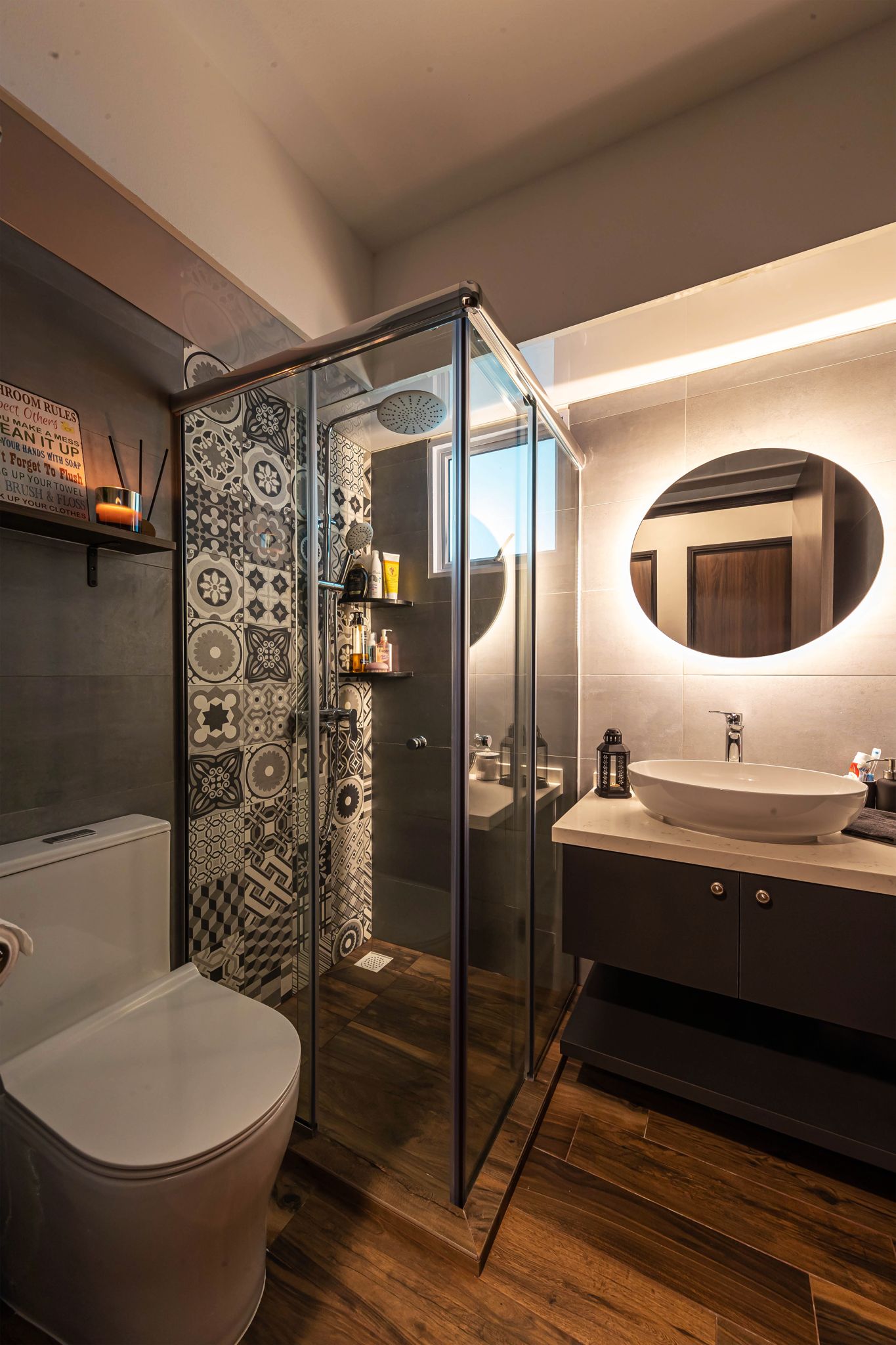 Modern, Retro Design - Bathroom - HDB 4 Room - Design by Swiss Interior Design Pte Ltd