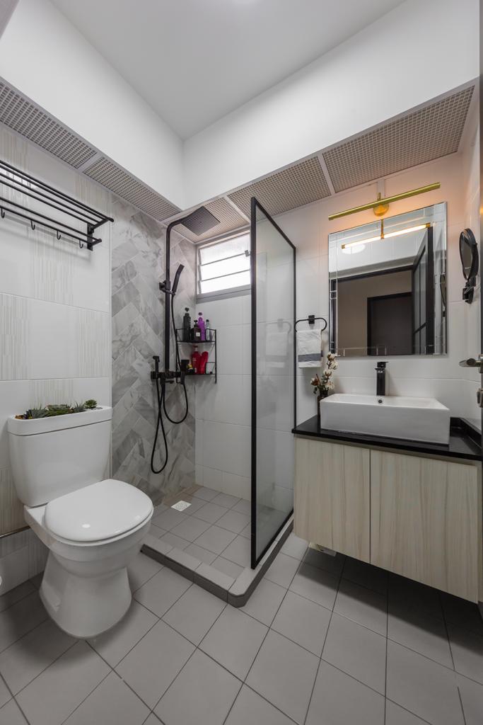 Industrial Design - Bathroom - HDB 4 Room - Design by Swiss Interior Design Pte Ltd