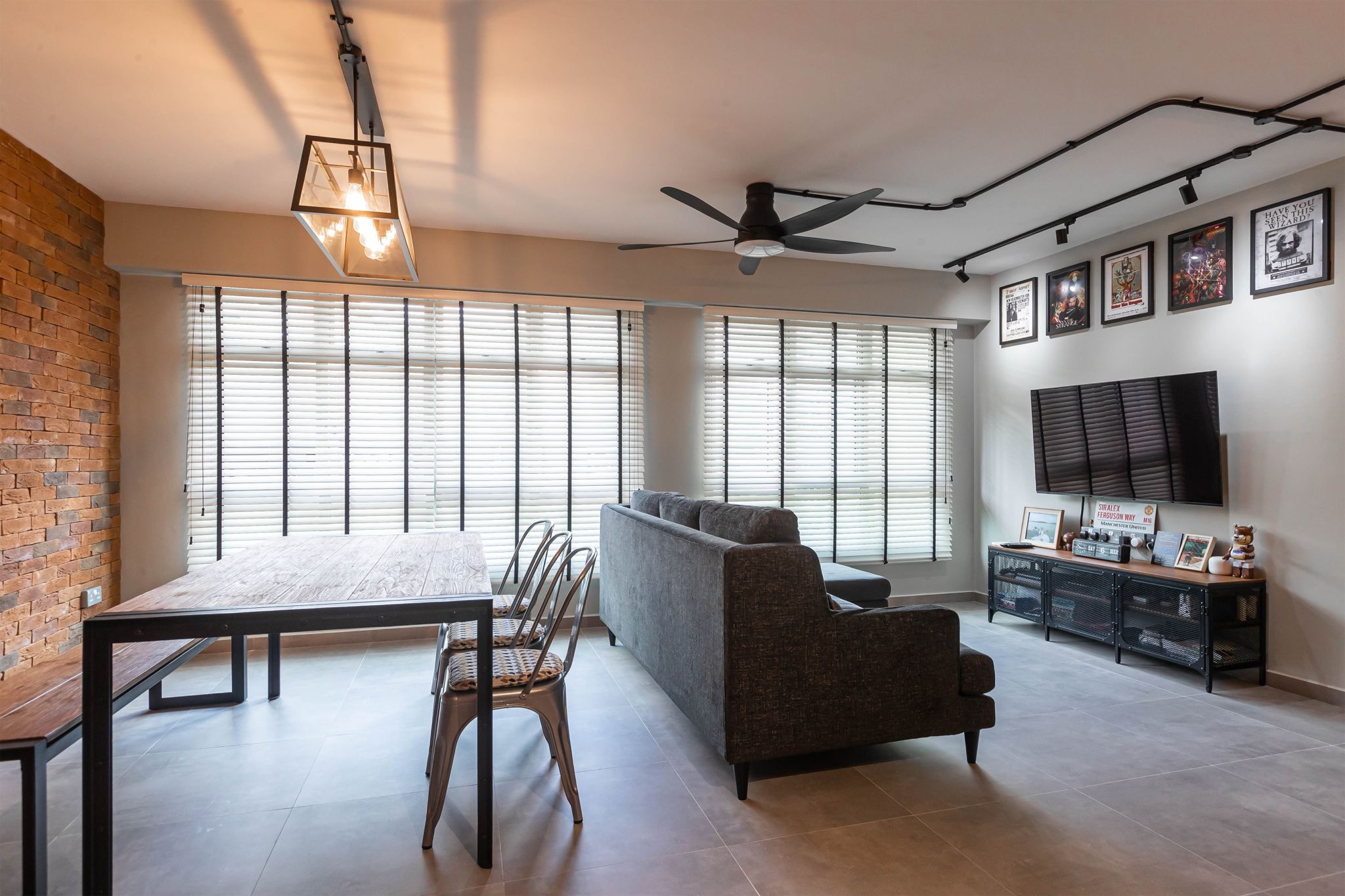 Industrial Design - Living Room - HDB 5 Room - Design by Swiss Interior Design Pte Ltd