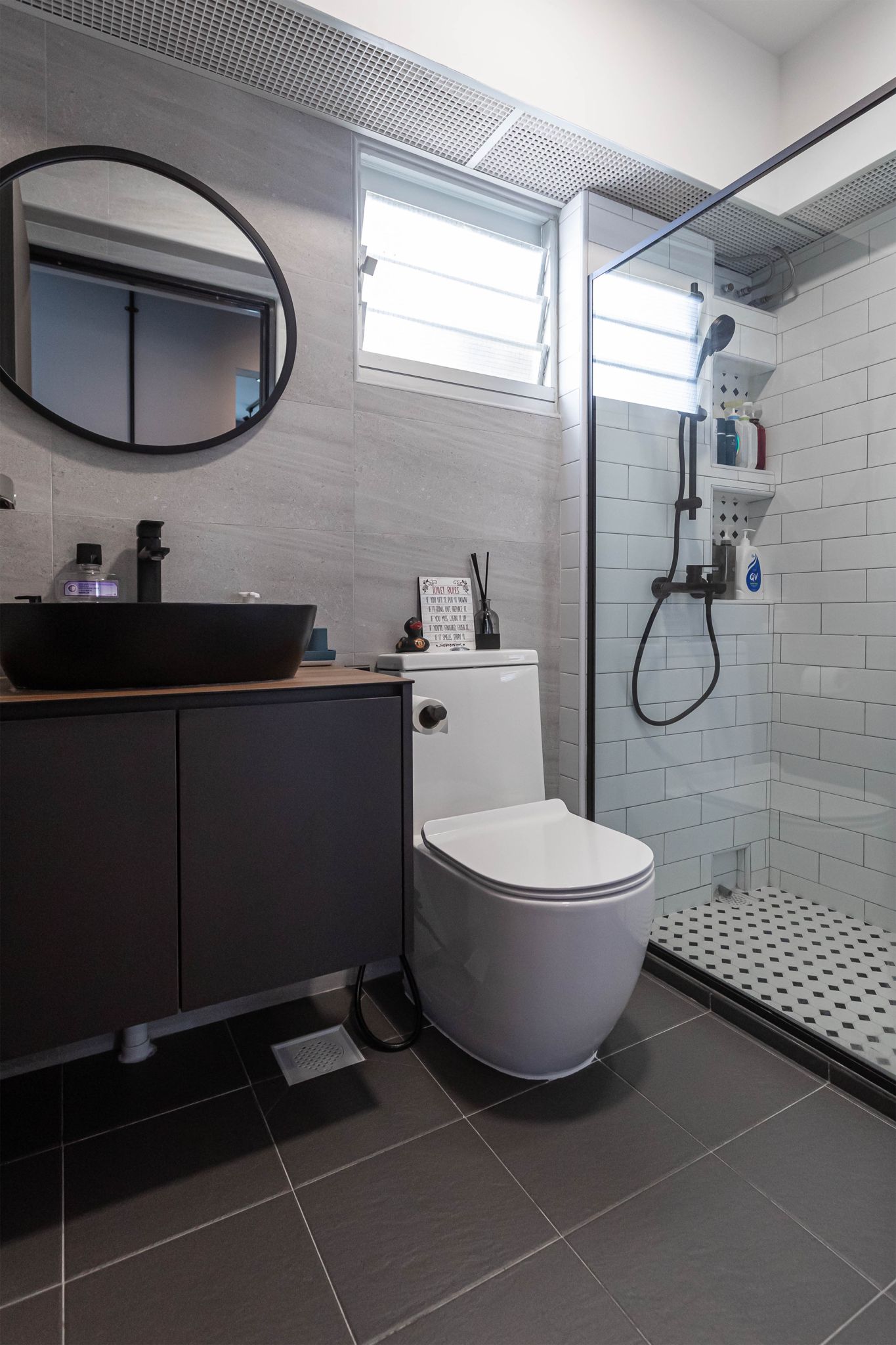 Industrial Design - Bathroom - HDB 5 Room - Design by Swiss Interior Design Pte Ltd