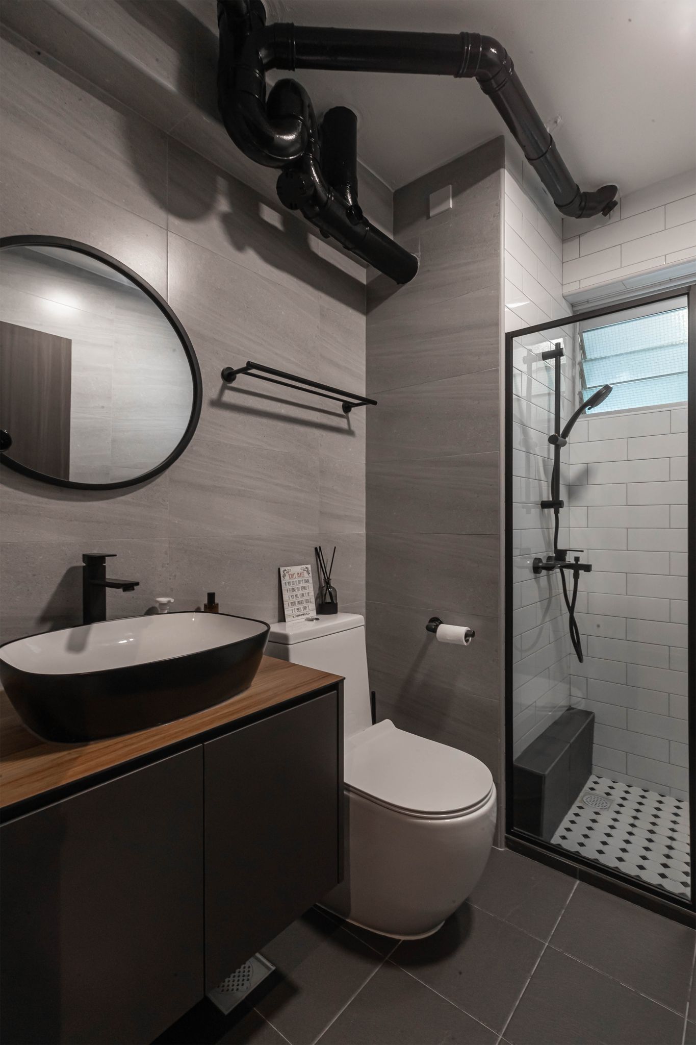 Industrial Design - Bathroom - HDB 5 Room - Design by Swiss Interior Design Pte Ltd