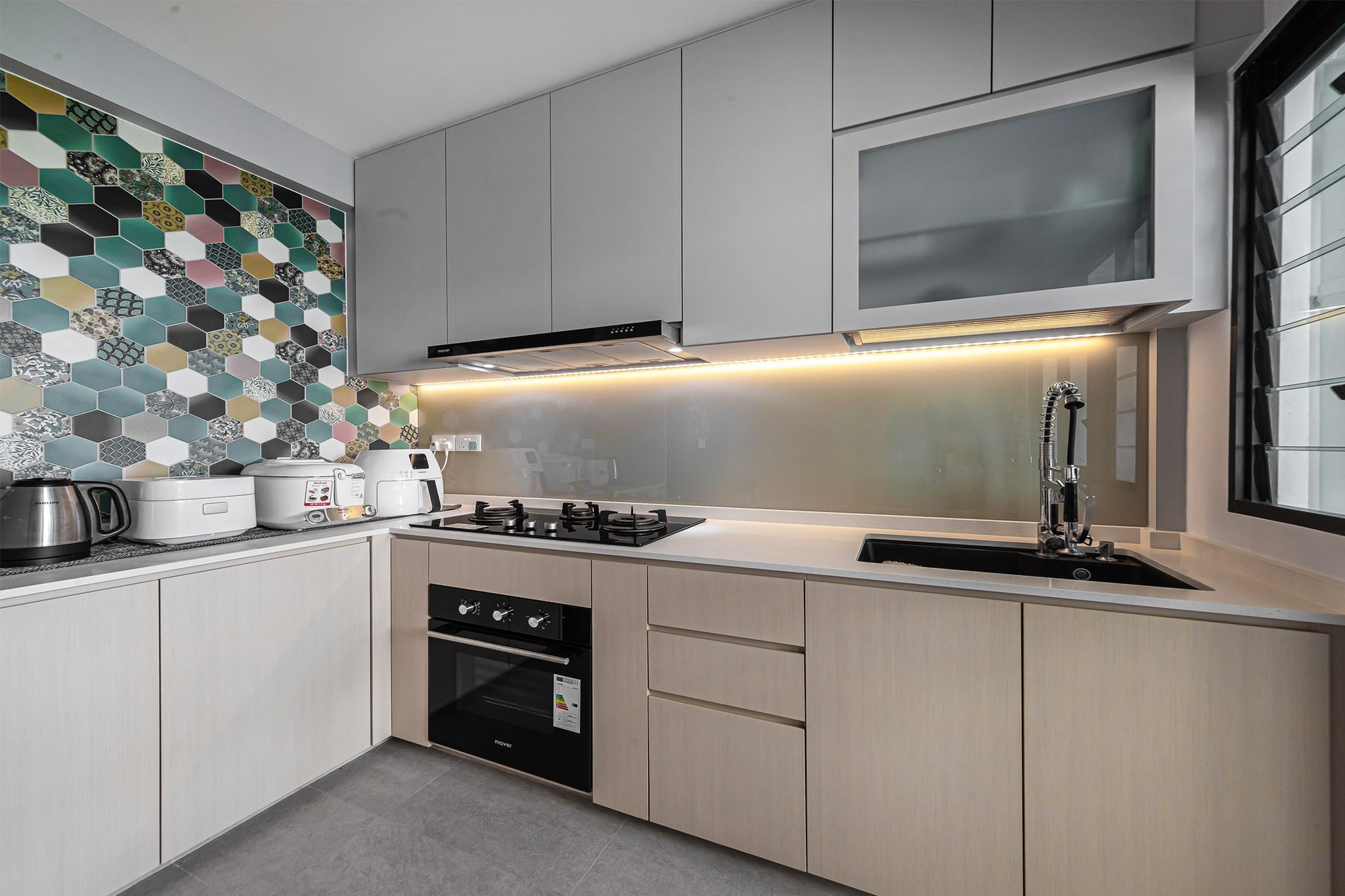 Eclectic Design - Kitchen - HDB 4 Room - Design by Swiss Interior Design Pte Ltd