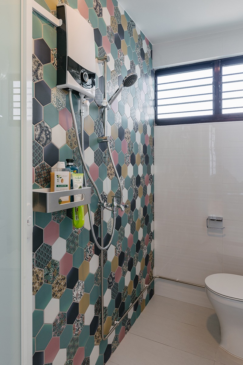 Retro Design - Bathroom - HDB 4 Room - Design by Swiss Interior Design Pte Ltd