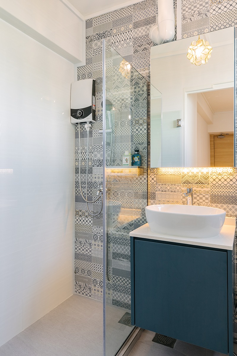 Retro Design - Bathroom - HDB 4 Room - Design by Swiss Interior Design Pte Ltd