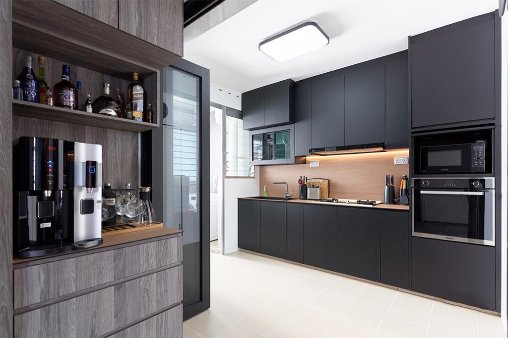 Industrial, Modern Design - Kitchen - HDB 4 Room - Design by Swiss Interior Design Pte Ltd
