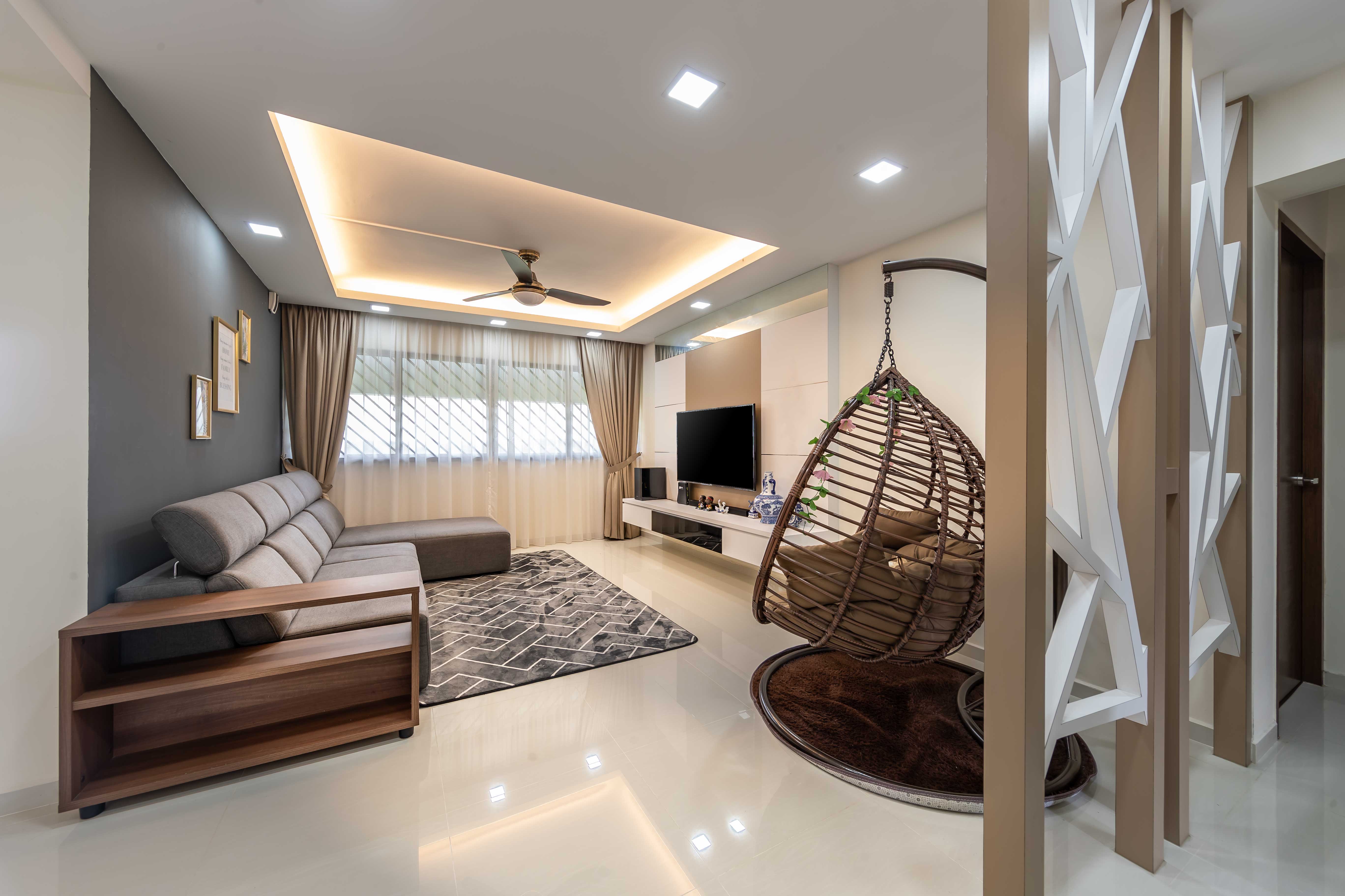 Modern, Scandinavian Design - Living Room - HDB 5 Room - Design by Swiss Interior Design Pte Ltd