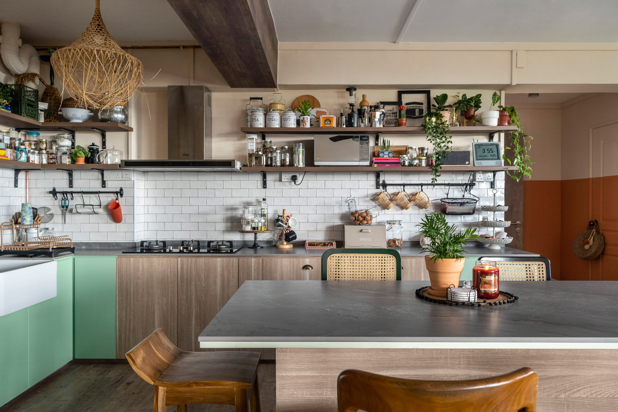 Eclectic, Rustic, Tropical Design - Kitchen - HDB Executive Apartment - Design by The Alchemists Design