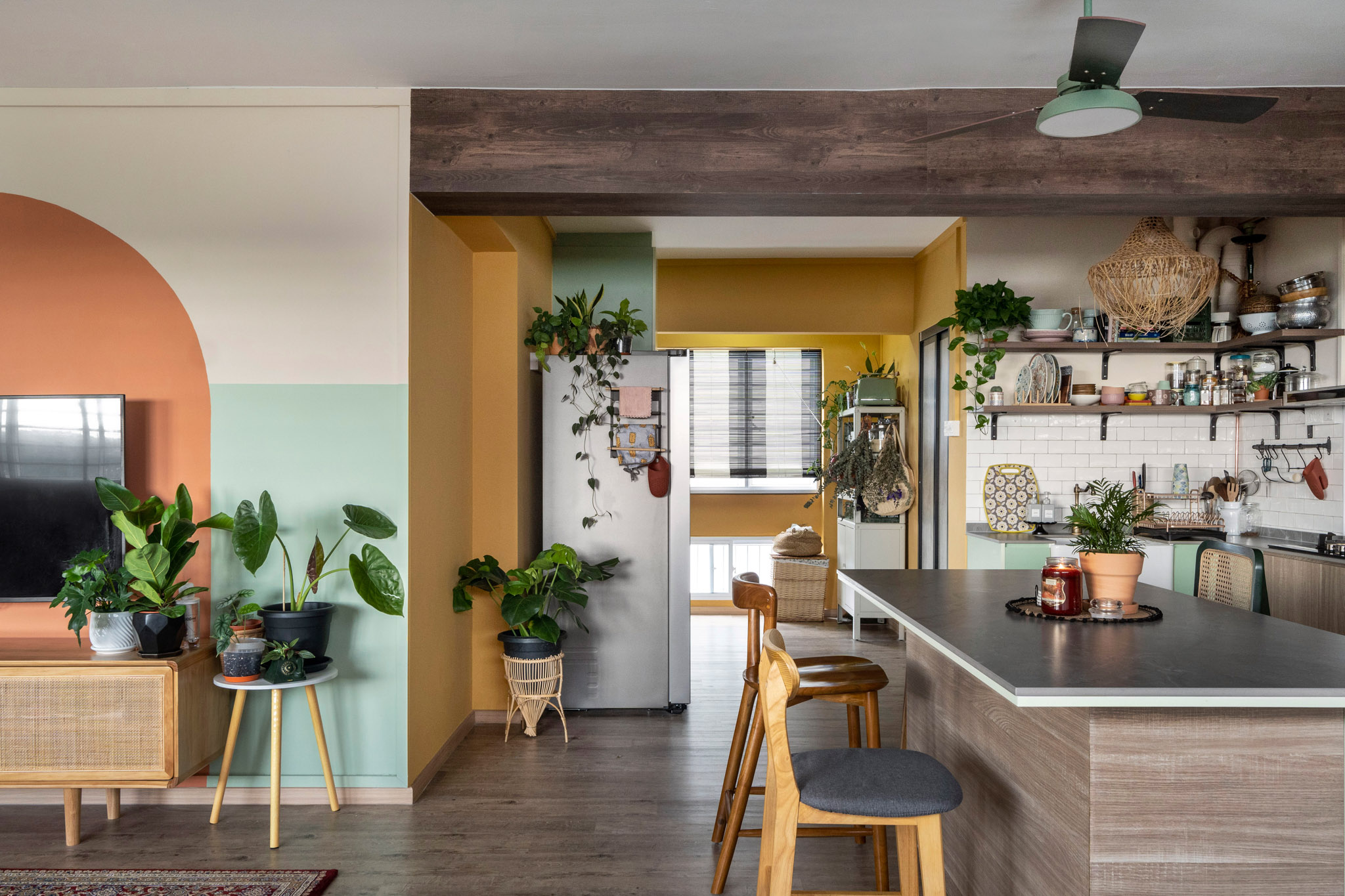 Eclectic, Rustic, Tropical Design - Living Room - HDB Executive Apartment - Design by The Alchemists Design