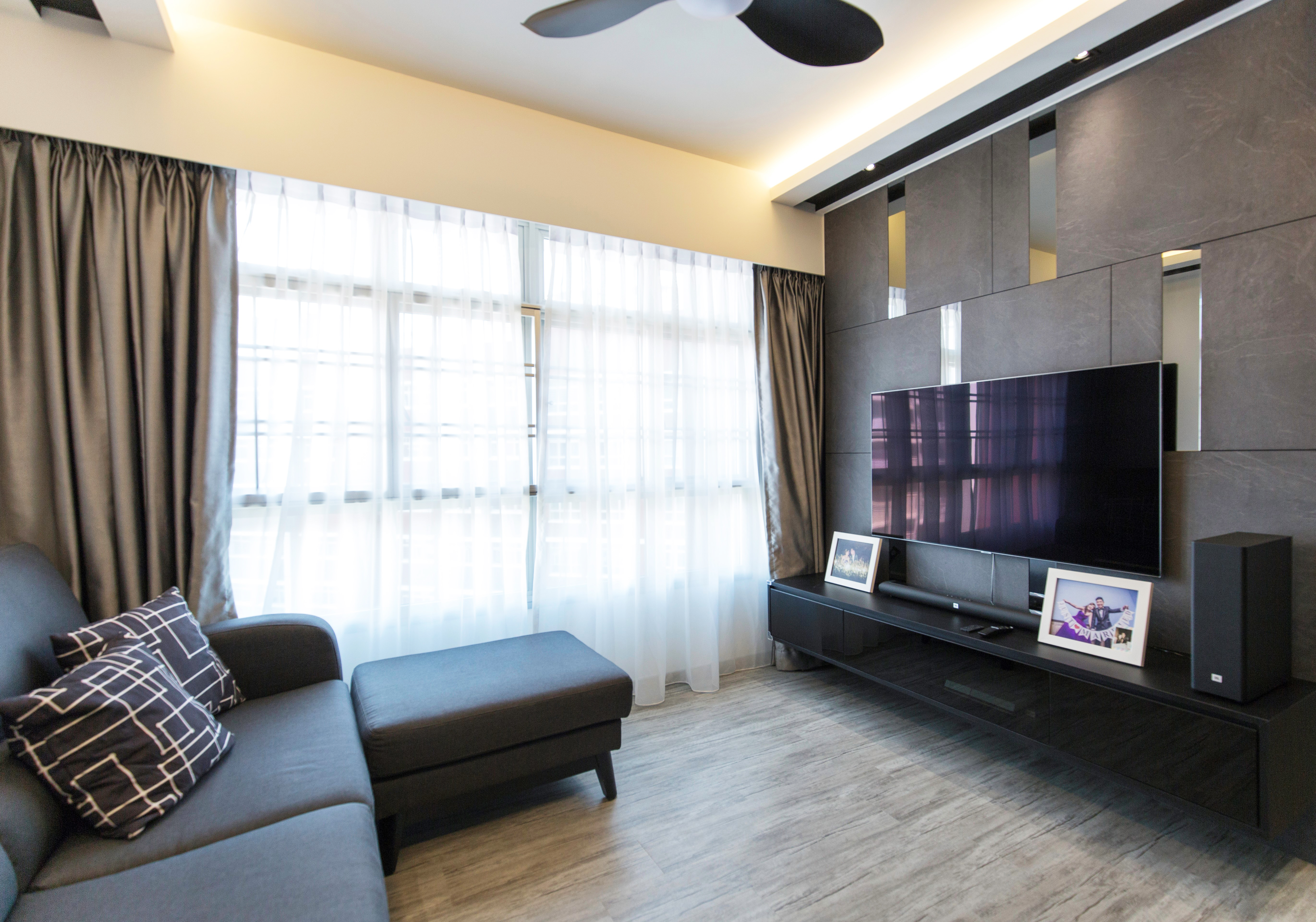 Contemporary Design - Living Room - HDB 4 Room - Design by U-Home Interior Design Pte Ltd