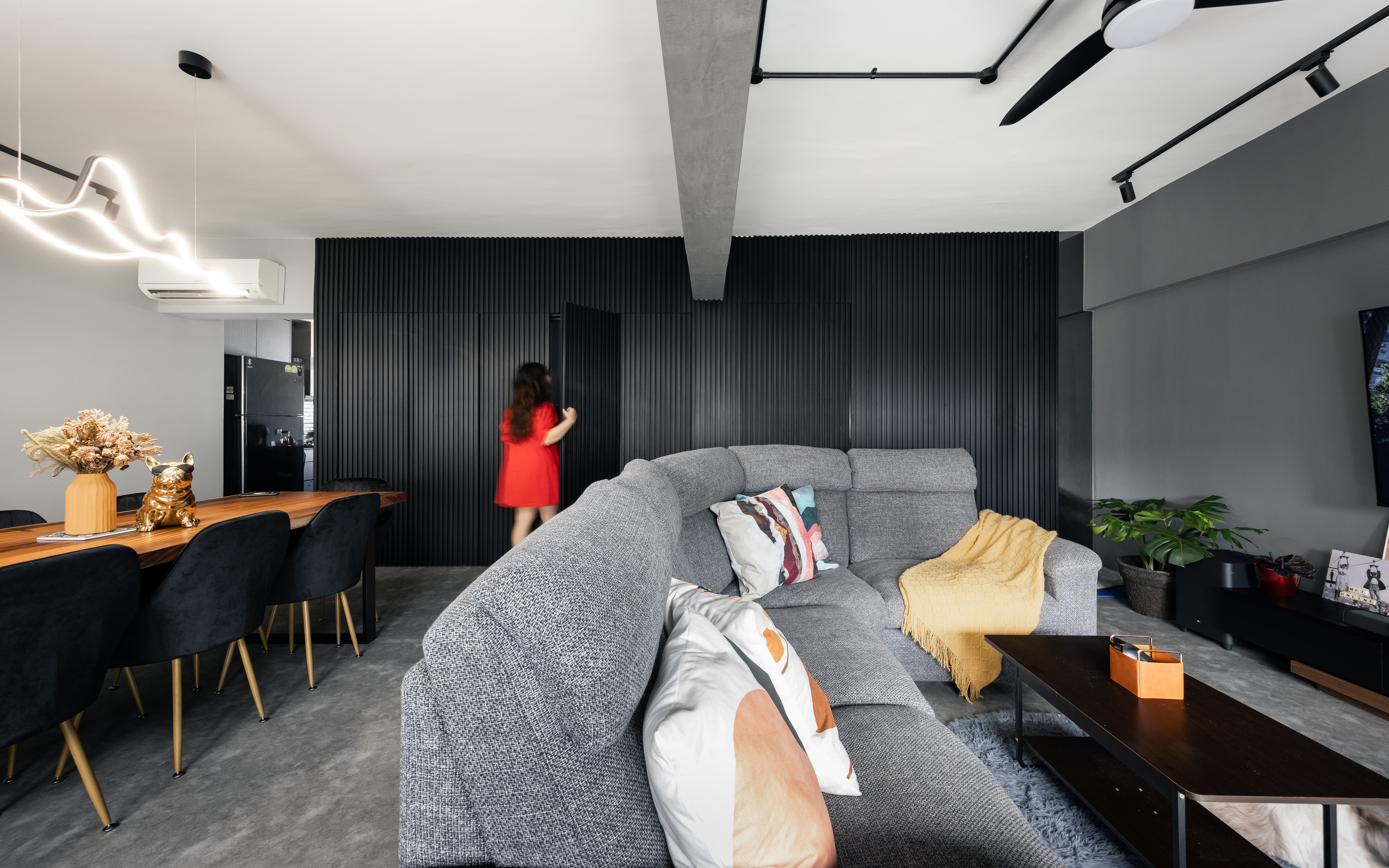 Industrial, Modern Design - Living Room - HDB 4 Room - Design by U-Home Interior Design Pte Ltd