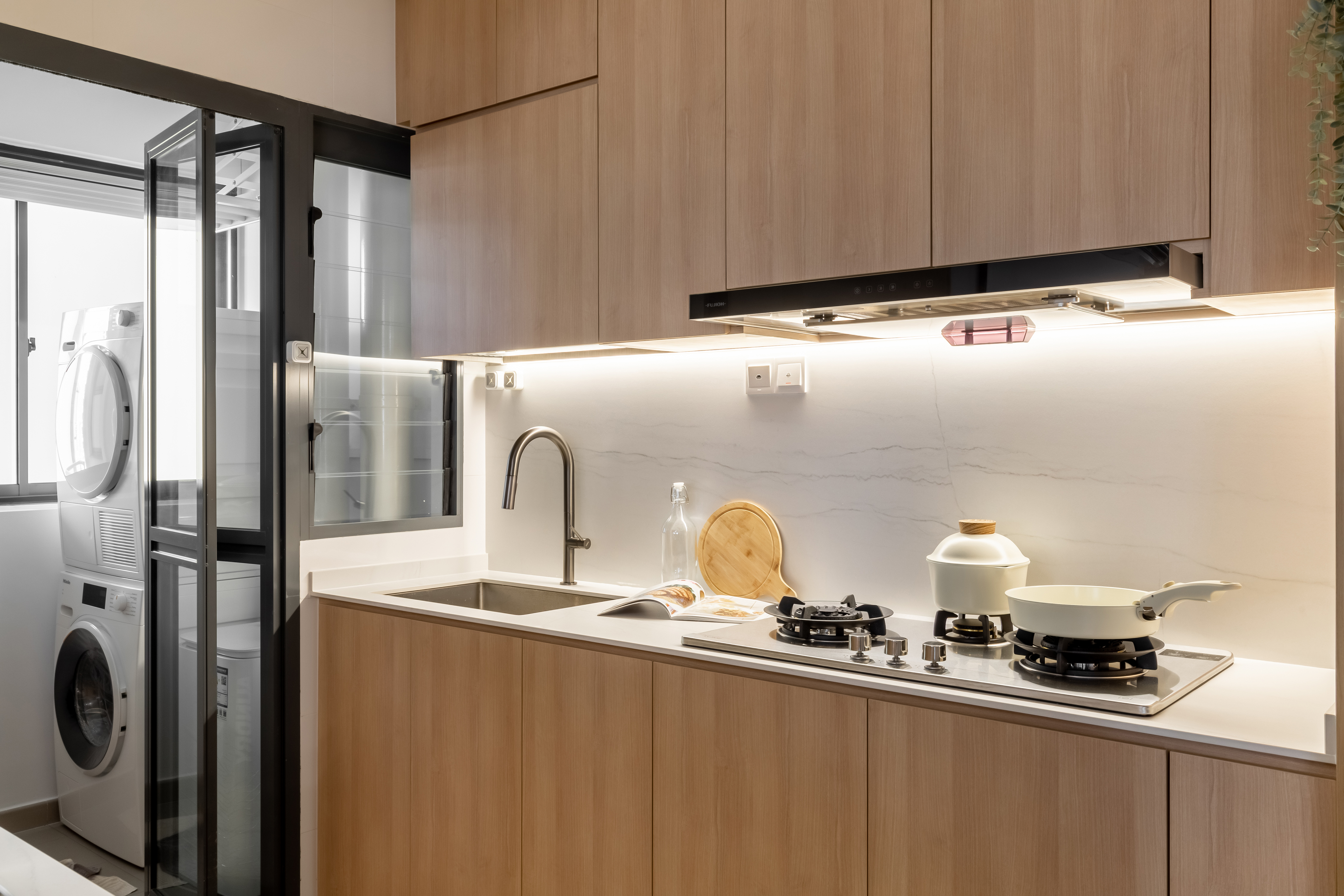 Industrial, Modern, Scandinavian Design - Kitchen - HDB 4 Room - Design by U-Home Interior Design Pte Ltd