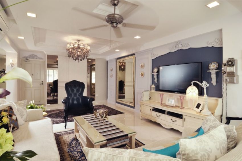 Classical, Country Design - Living Room - HDB Executive Apartment - Design by U-Home Interior Design Pte Ltd