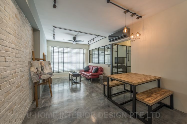 Industrial, Scandinavian Design - Living Room - HDB 4 Room - Design by U-Home Interior Design Pte Ltd