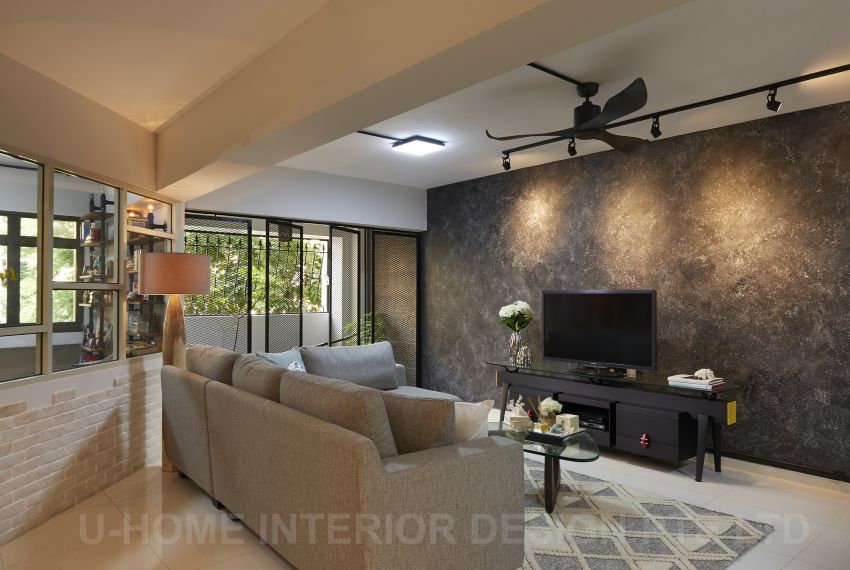 Industrial, Rustic Design - Living Room - HDB Executive Apartment - Design by U-Home Interior Design Pte Ltd