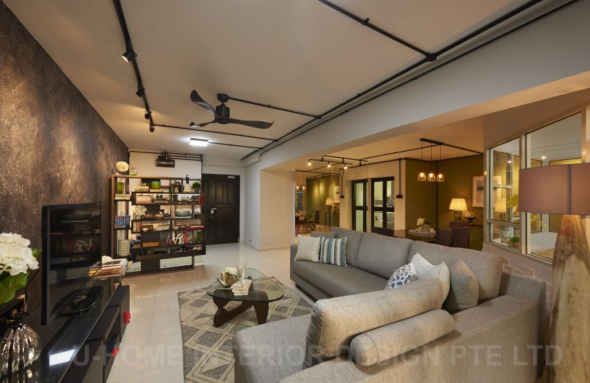 Industrial, Rustic Design - Living Room - HDB Executive Apartment - Design by U-Home Interior Design Pte Ltd