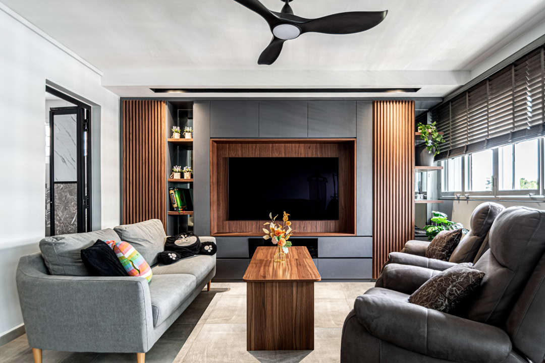 Contemporary, Modern Design - Entertainment Room - HDB 4 Room - Design by U-Home Interior Design Pte Ltd