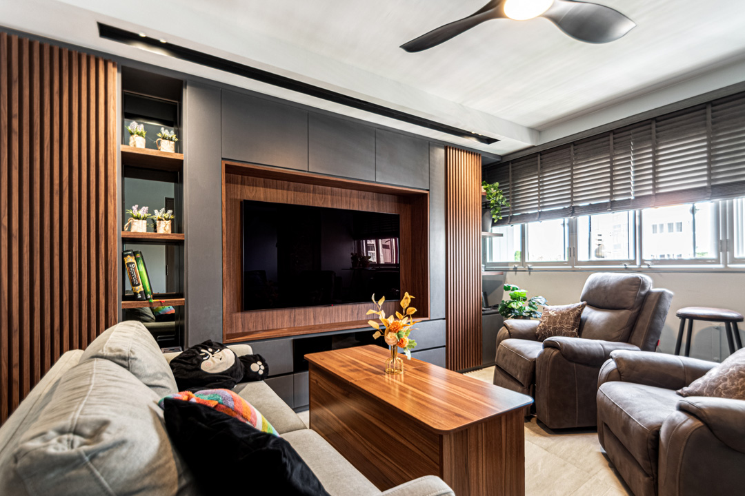 Contemporary, Modern Design - Entertainment Room - HDB 4 Room - Design by U-Home Interior Design Pte Ltd