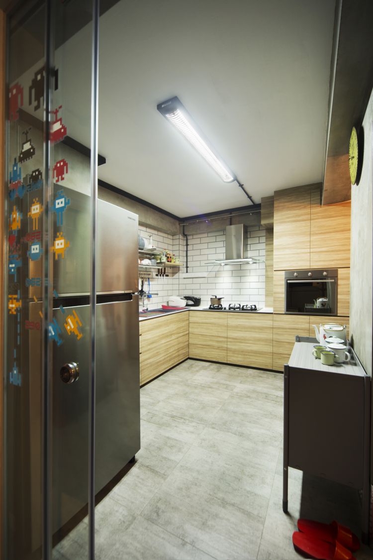 Industrial, Retro Design - Kitchen - HDB 4 Room - Design by Vegas Interior Design Pte Ltd