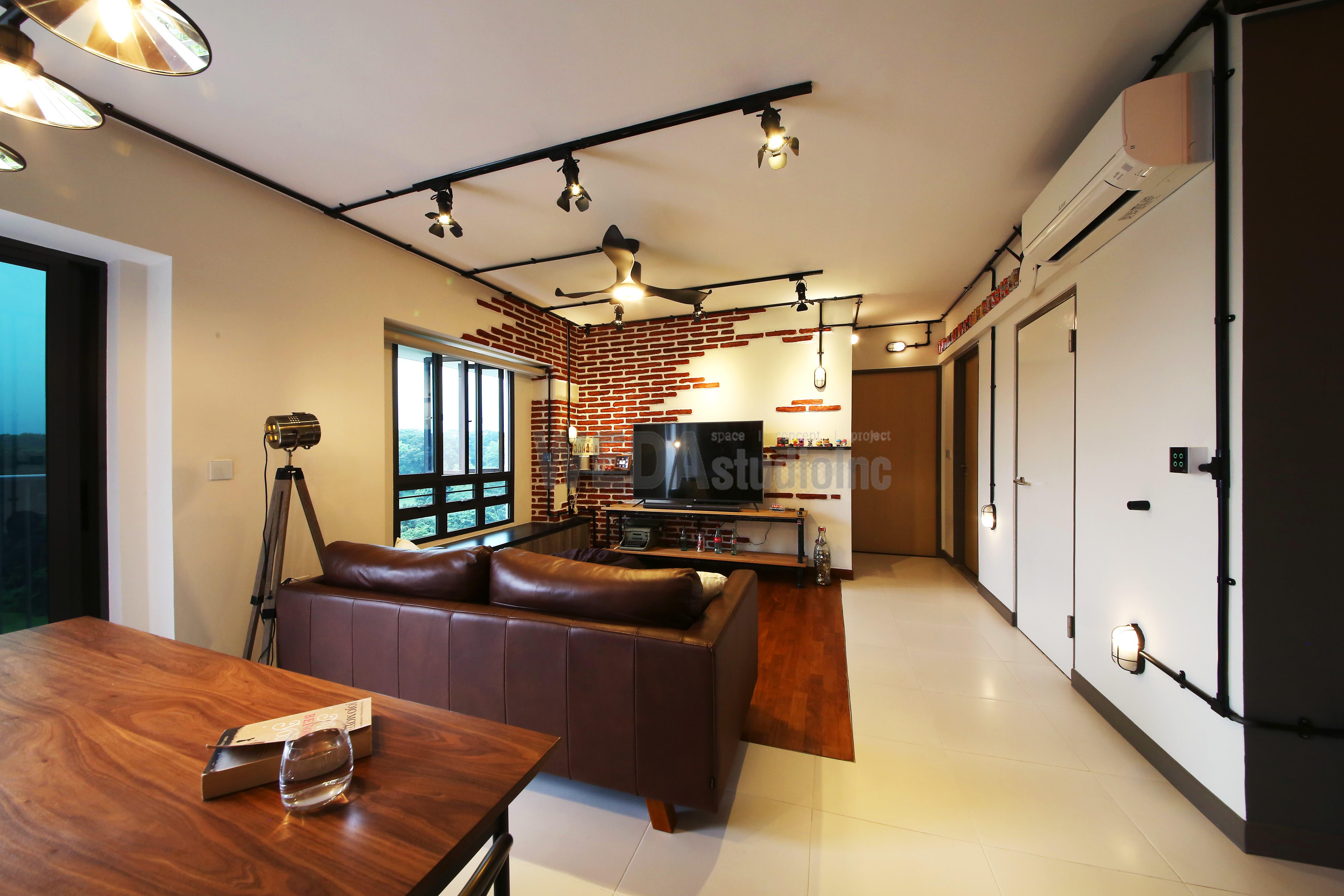 Industrial, Retro Design - Living Room - HDB 4 Room - Design by WEDA StudioInc Pte Ltd