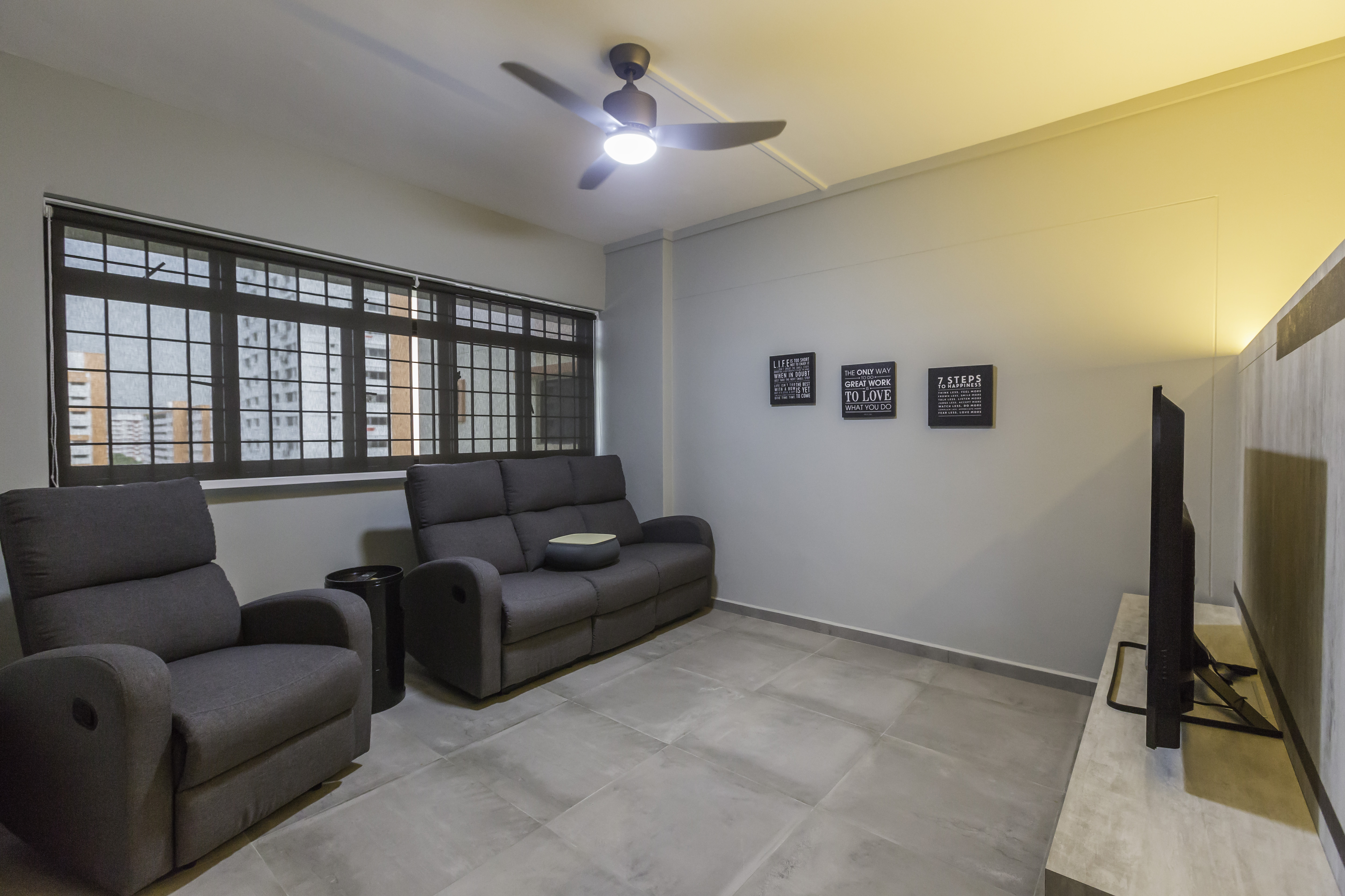 Industrial Design - Living Room - HDB 4 Room - Design by Y-Axis ID